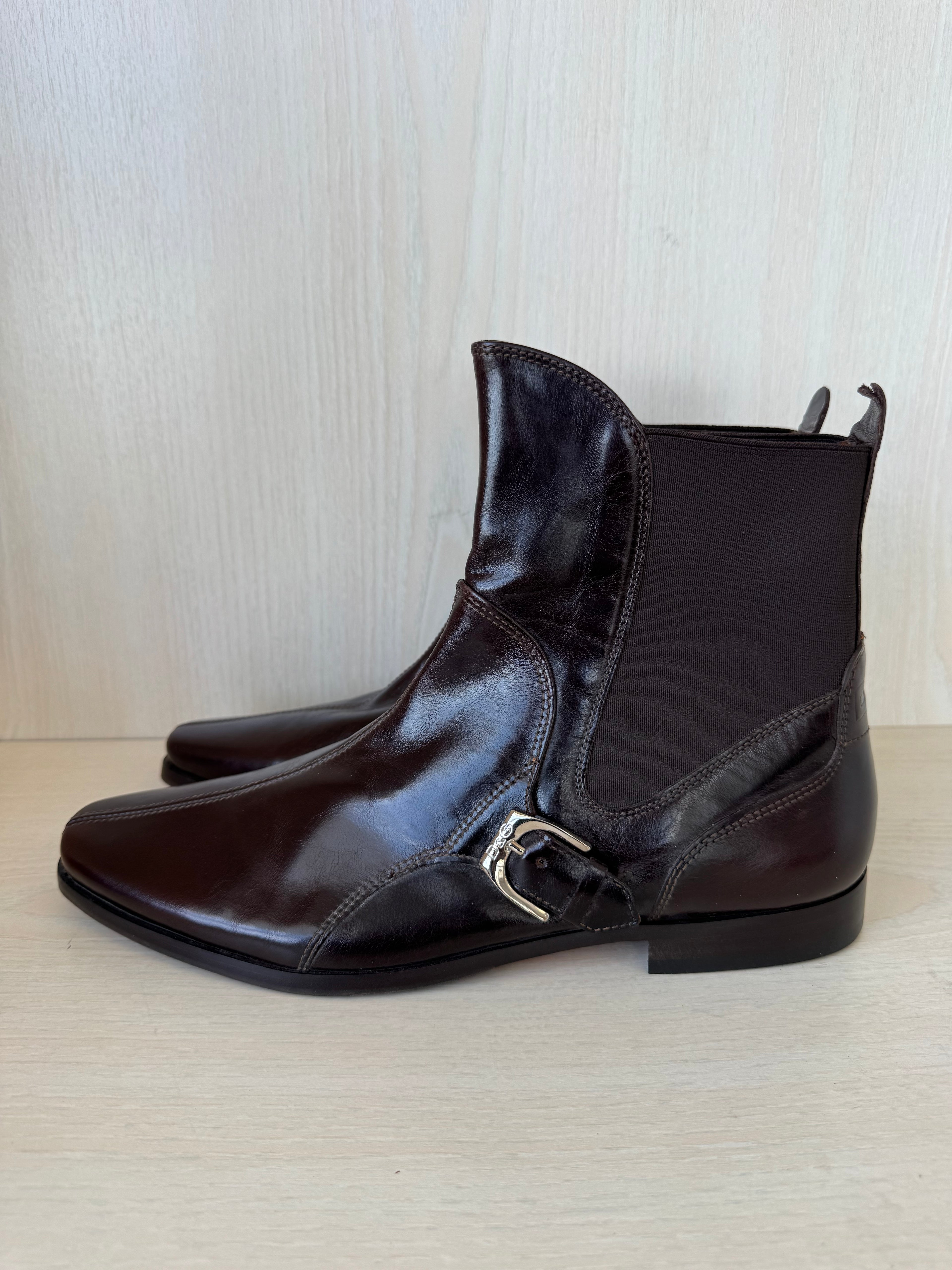 D&G by Dolce & Gabbana Brown Leather Ankle Boots EU 41 Like New