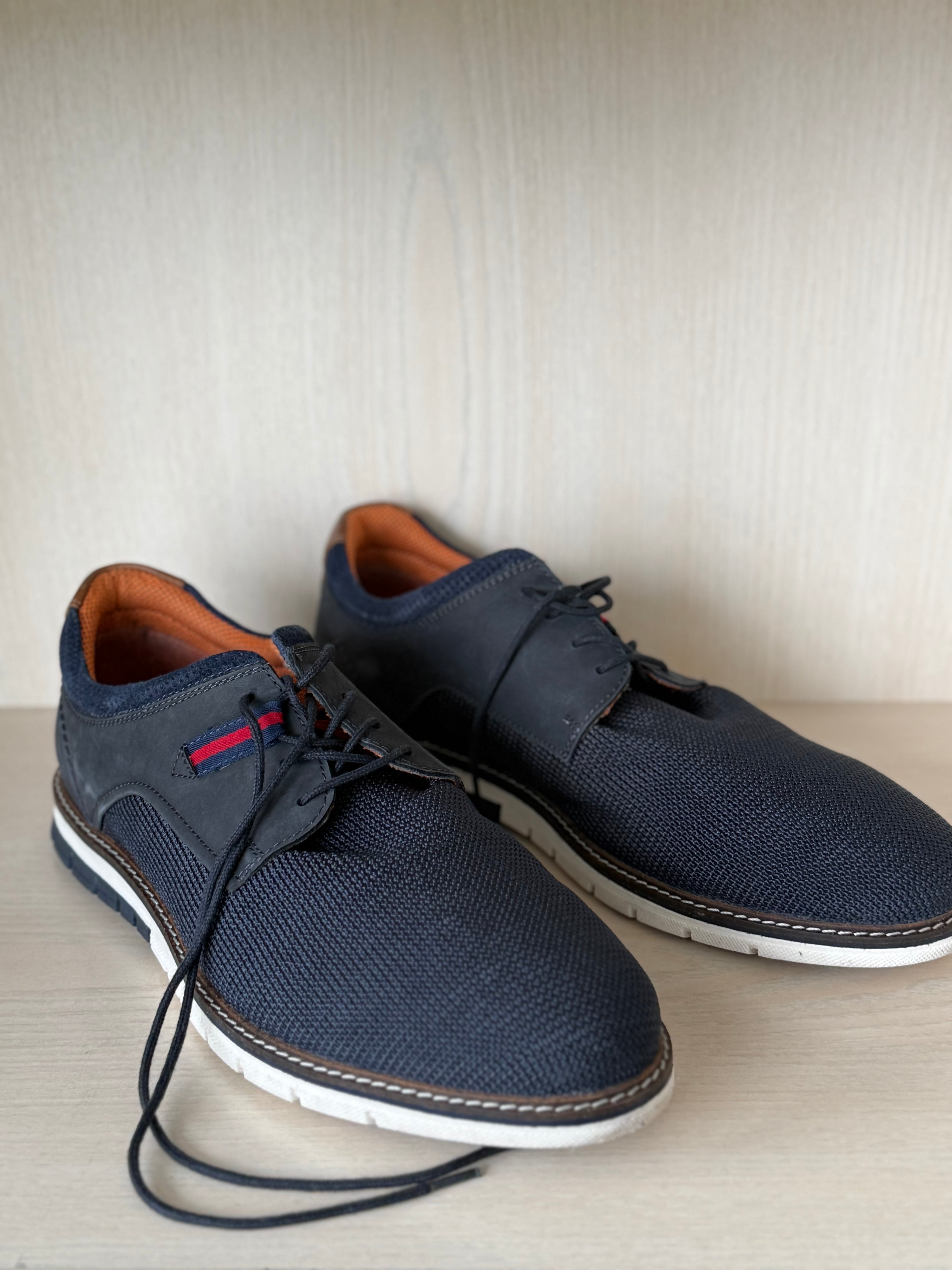 Cox Herren Sneaker/Oxford, EU 44, Dunkelblau Leder & Mesh, guter Zustand