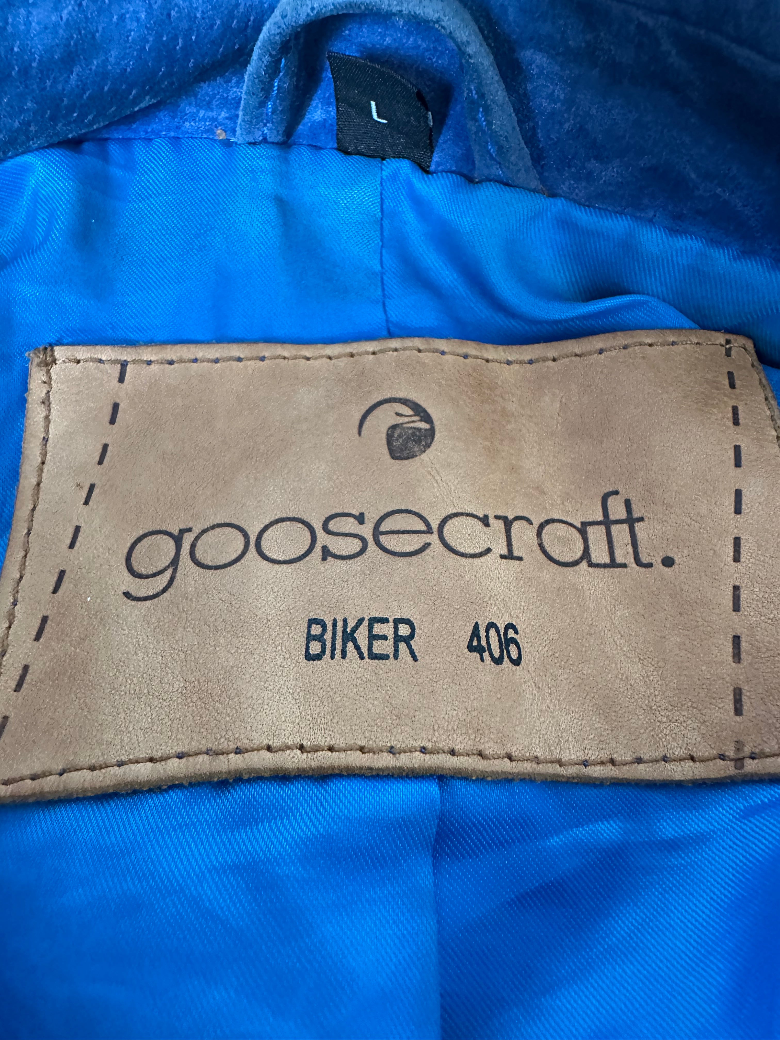 Goosecraft Biker 406 Damen Jacke – Wildleder, Blau, Größe L, Gebraucht