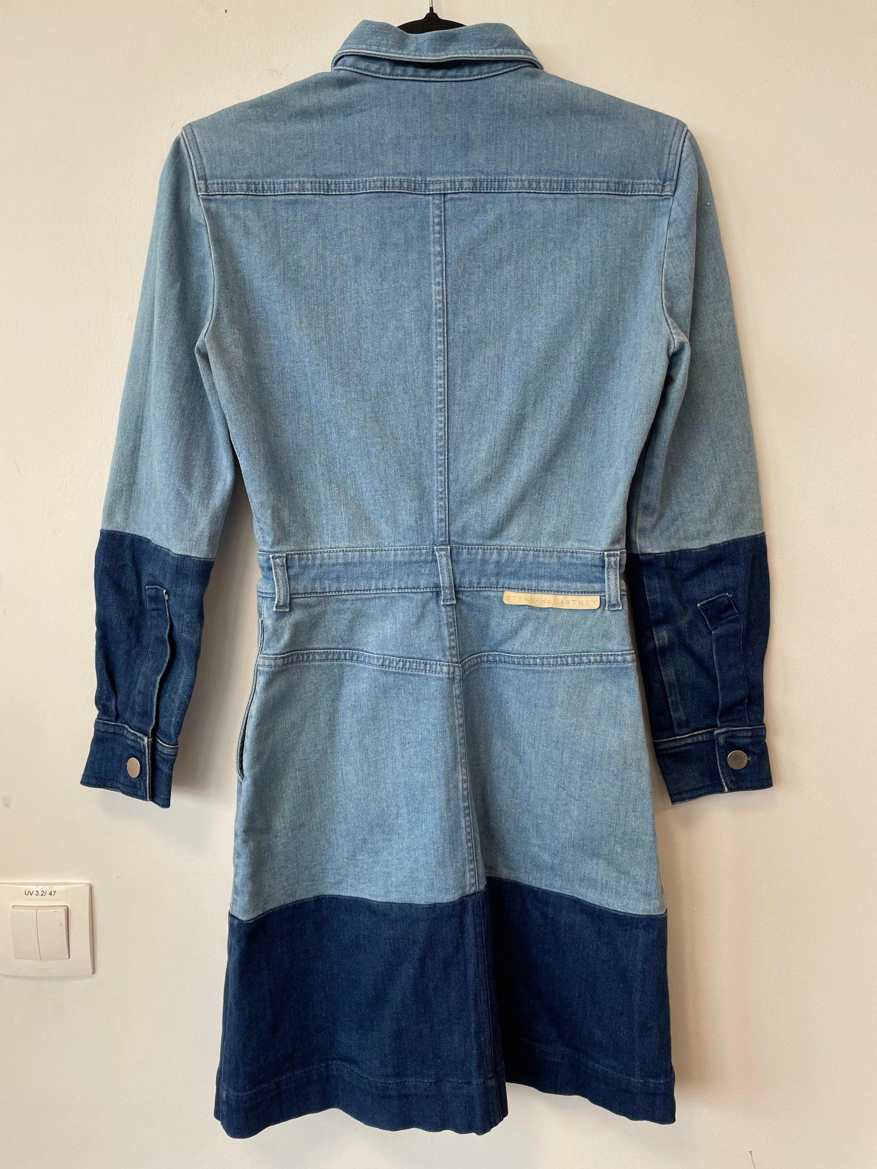 Stella McCartney Two-Tone Denim Shirt Dress Blue, Size 38/M, Very Good