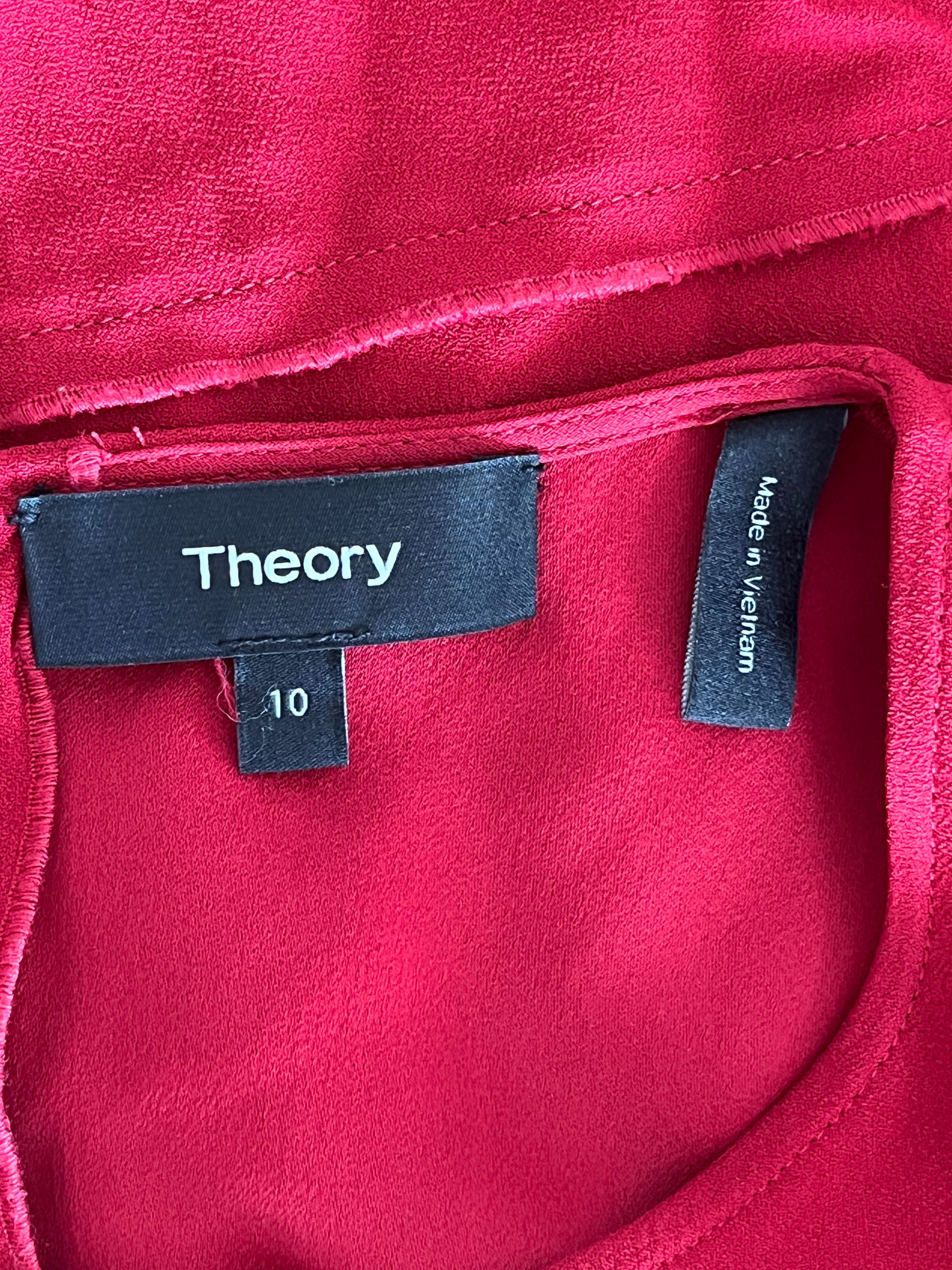 Theory Marah Bergen Shift Dress US 10 Red Viscose Very Good