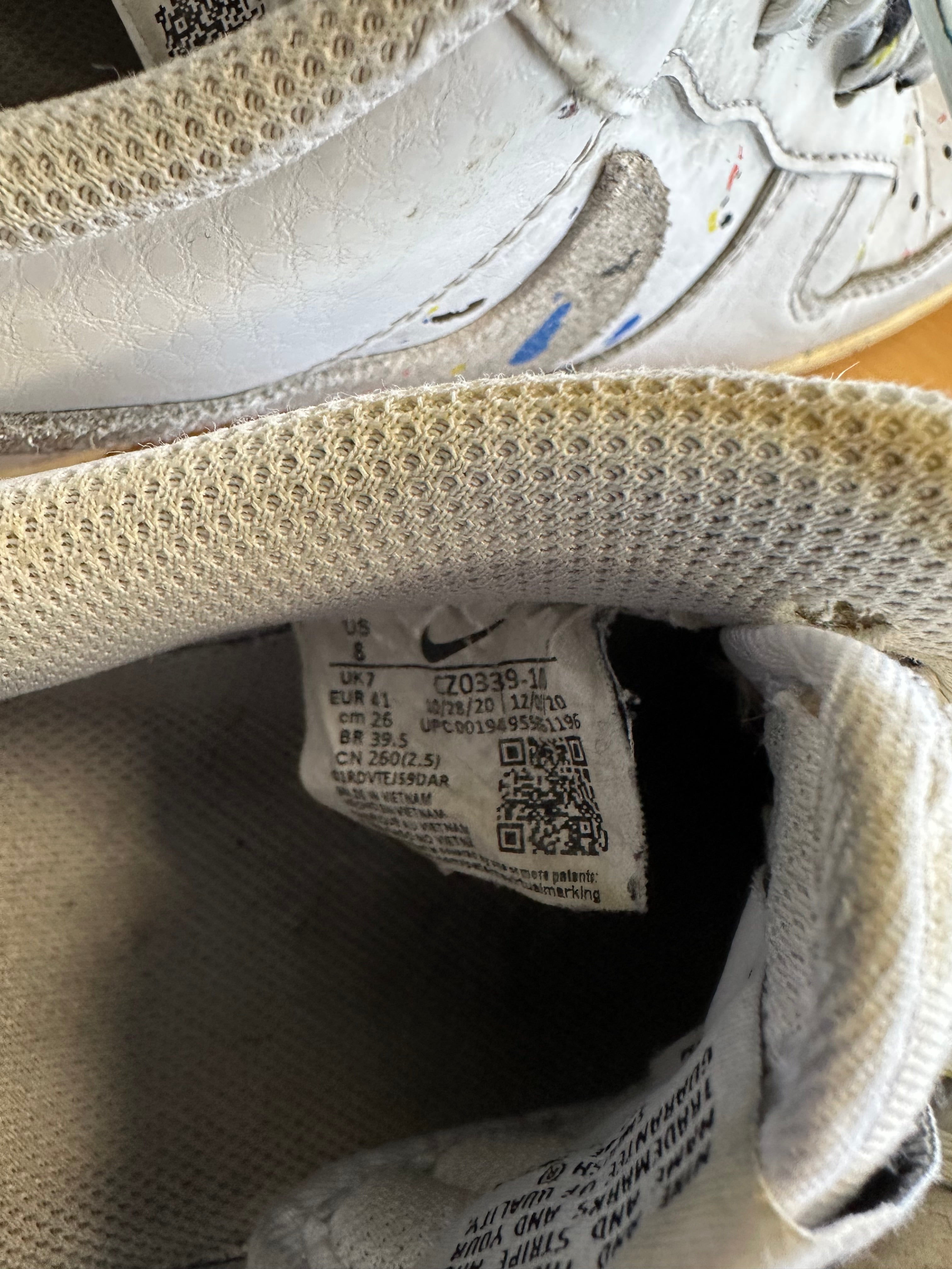 Nike Air Force 1 ’07 LV8 Paint Splatter – Weiß, EU 41, Guter Zustand