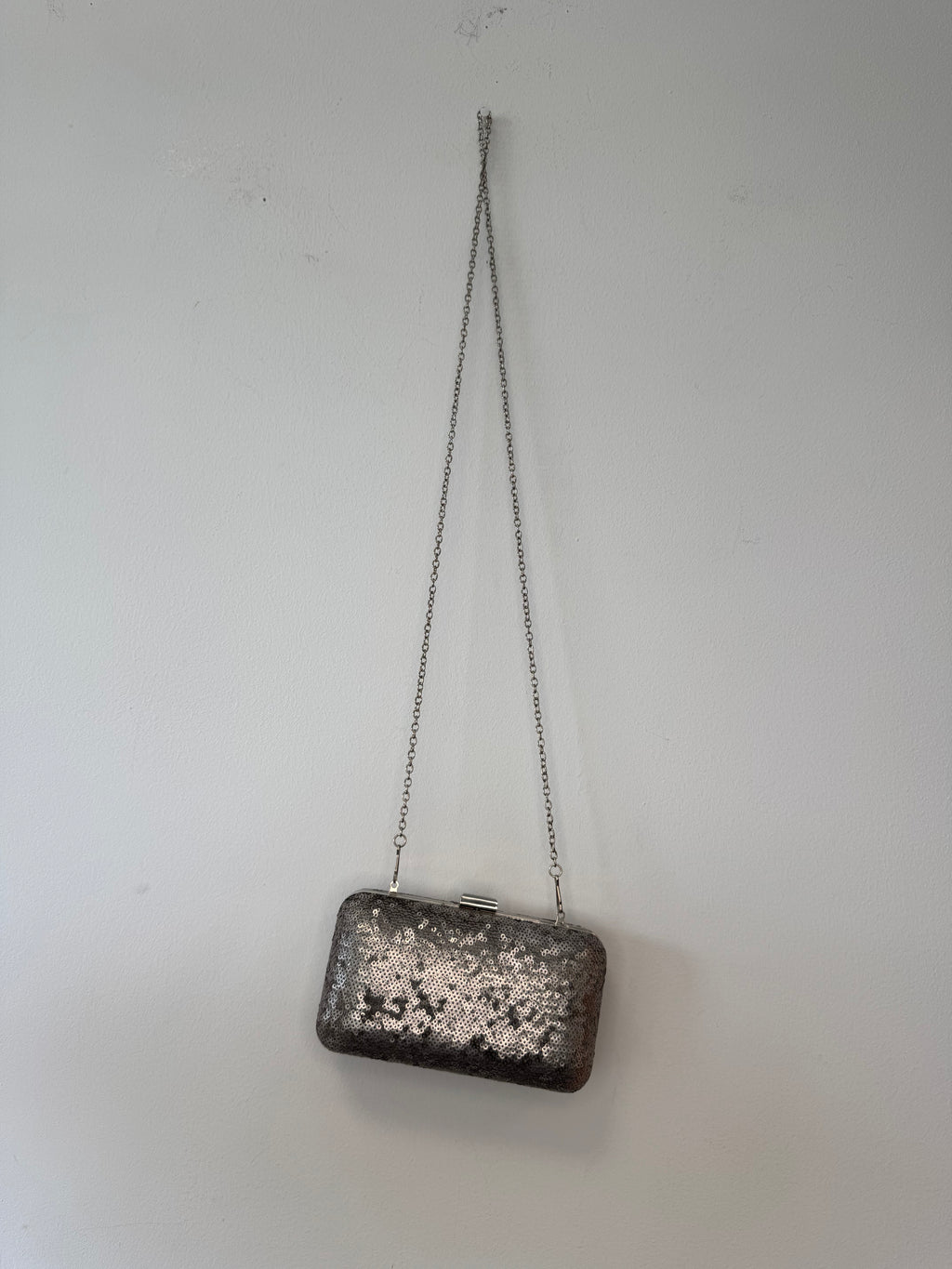 Hallhuber Sequin Box Clutch – Silver, Small, Very Good Condition