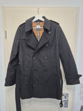 Burberry Kensington Trenchcoat Schwarz IT 44 Baumwolle Gürtel Sehr Gut