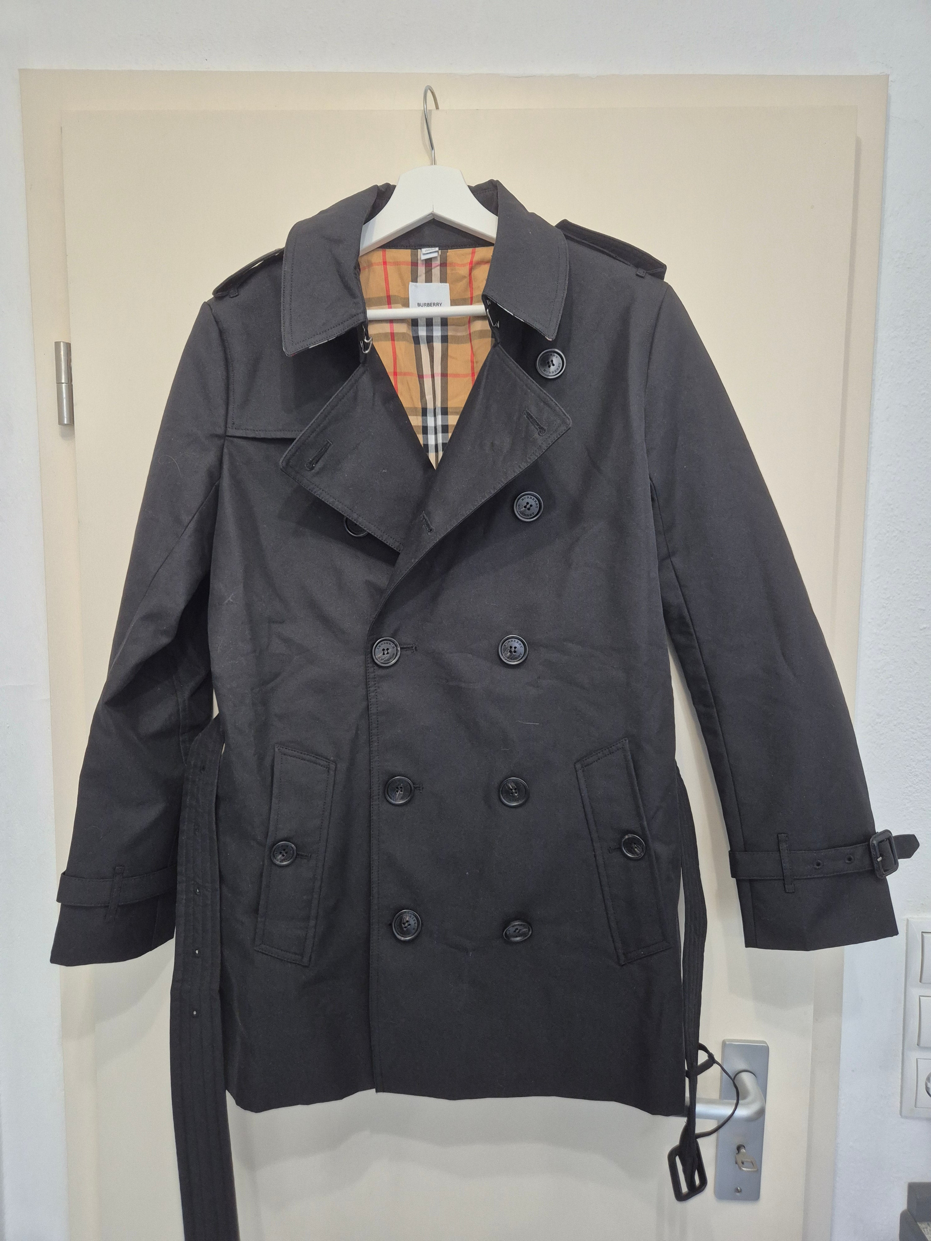 Burberry Kensington Trenchcoat Schwarz IT 44 Baumwolle Gürtel Sehr Gut