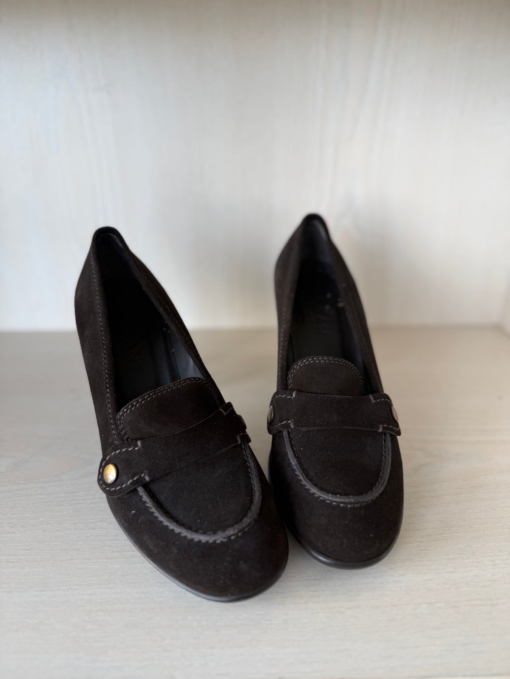 Hogan Damen Loafer – Veloursleder, Schwarz, Blockabsatz, Gr. 38, Sehr Gut
