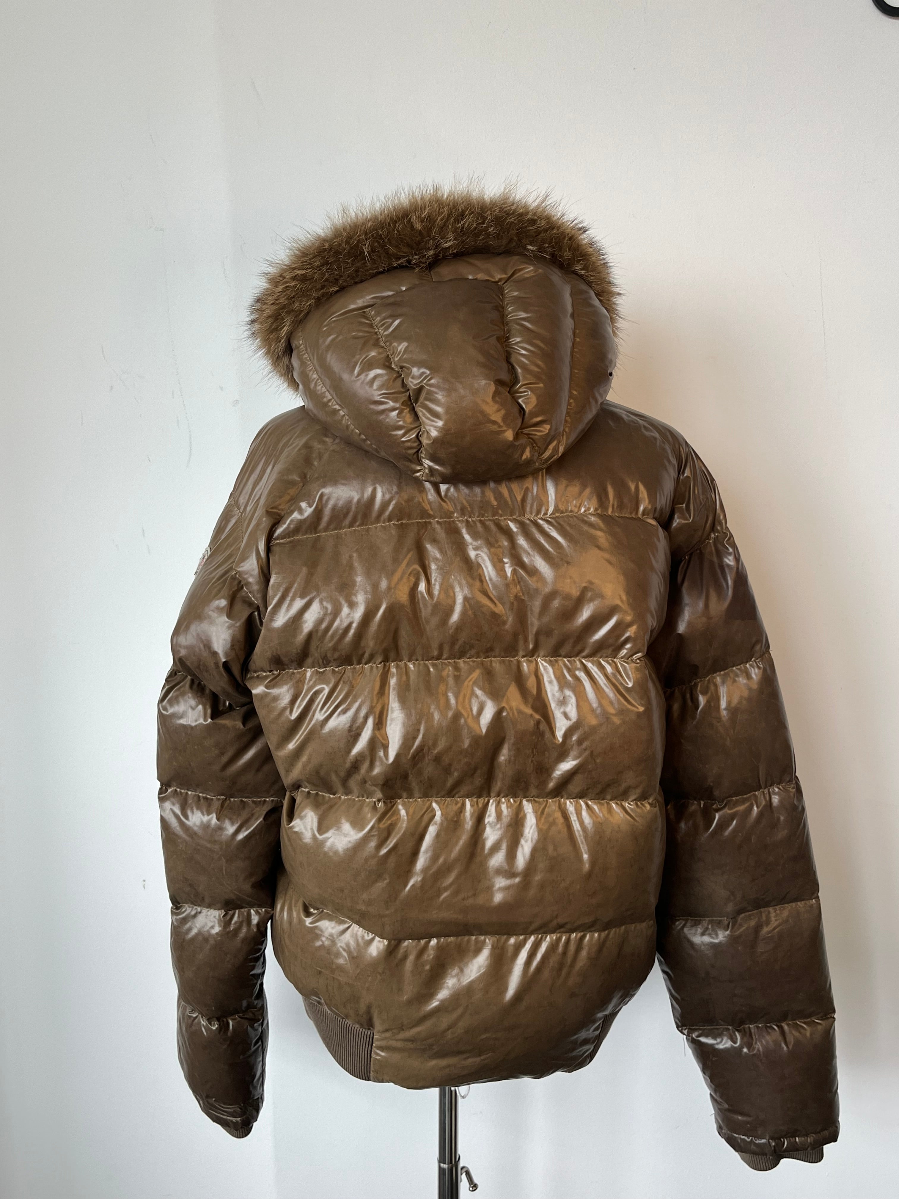 Moncler Herren Daunenjacke Shiny Nylon Olive Gr. 4 Fellkapuze Gebraucht
