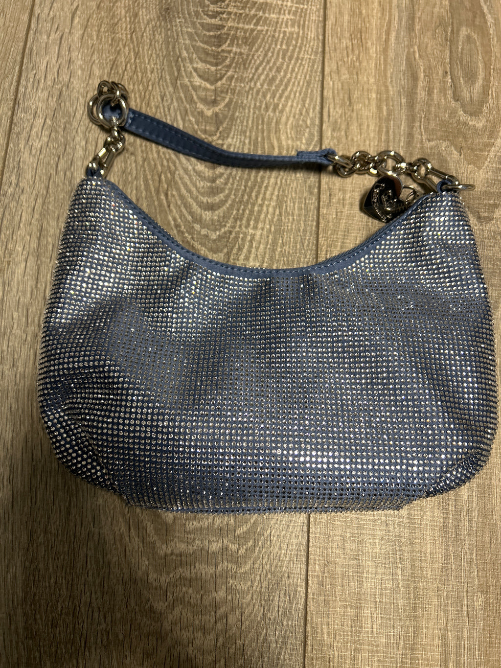 Juicy Couture Mini Hobo Schultertasche Blau Strass + Münztasche Wie Neu