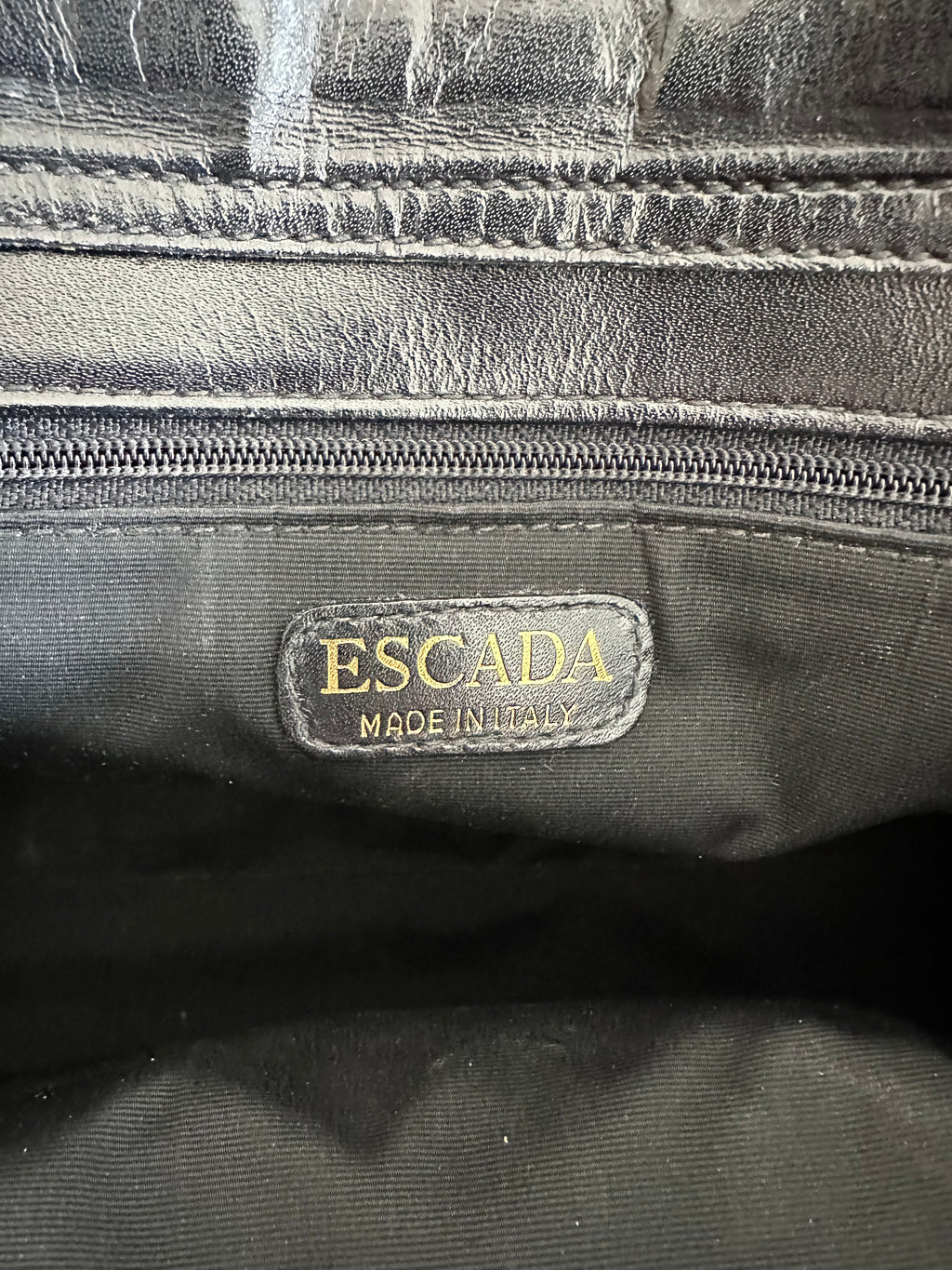 Vintage Escada Patent Heart Shoulder Bag, Medium, Black Leather, Very Good