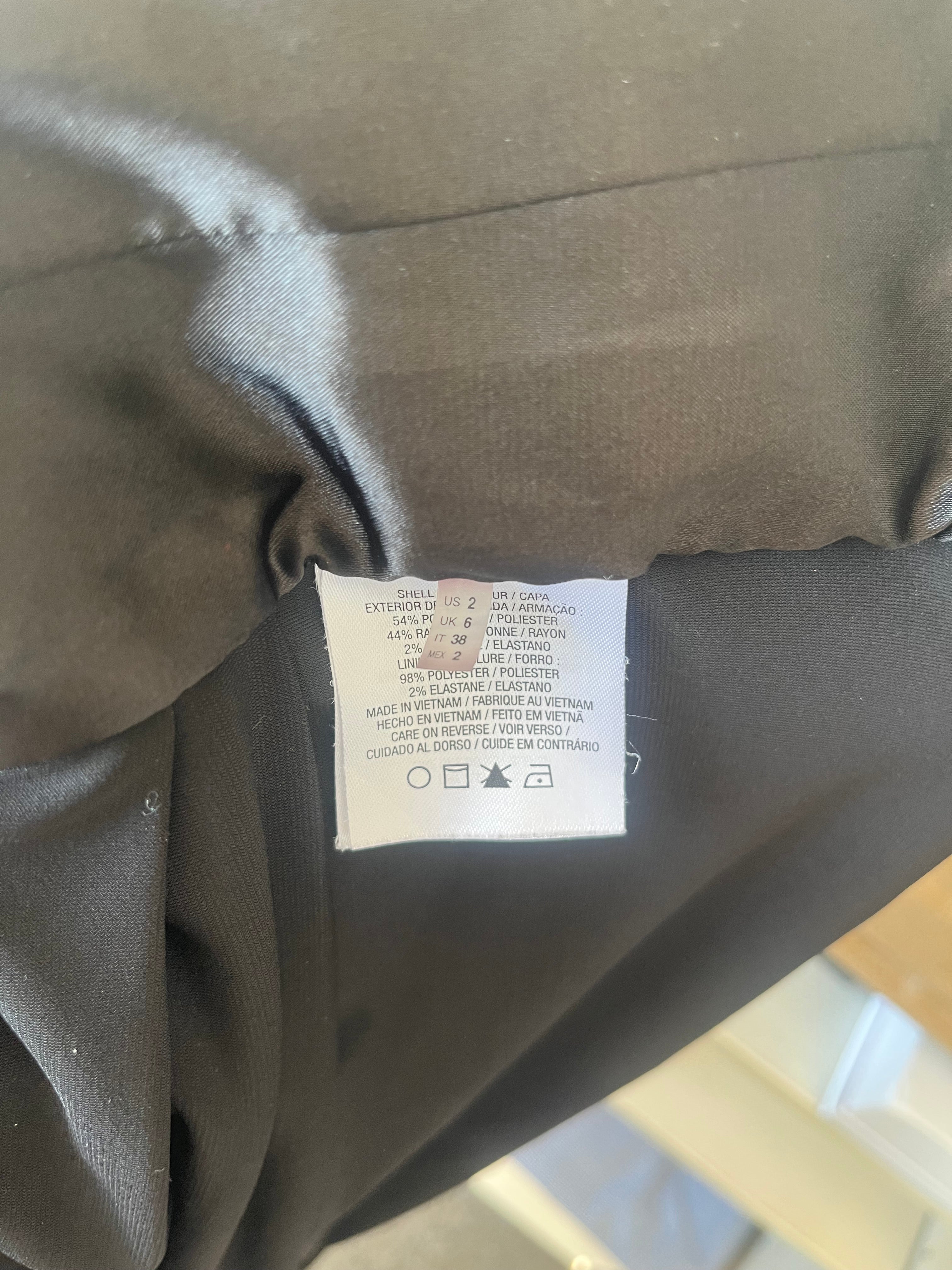 T TAHARI Damen Blazer Schwarz Kariert Ein-Knopf Größe M – Sehr Gut
