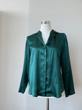 Amanda Uprichard Seiden/Satin Bluse – XS/P, Smaragdgrün, Sehr guter Zustand