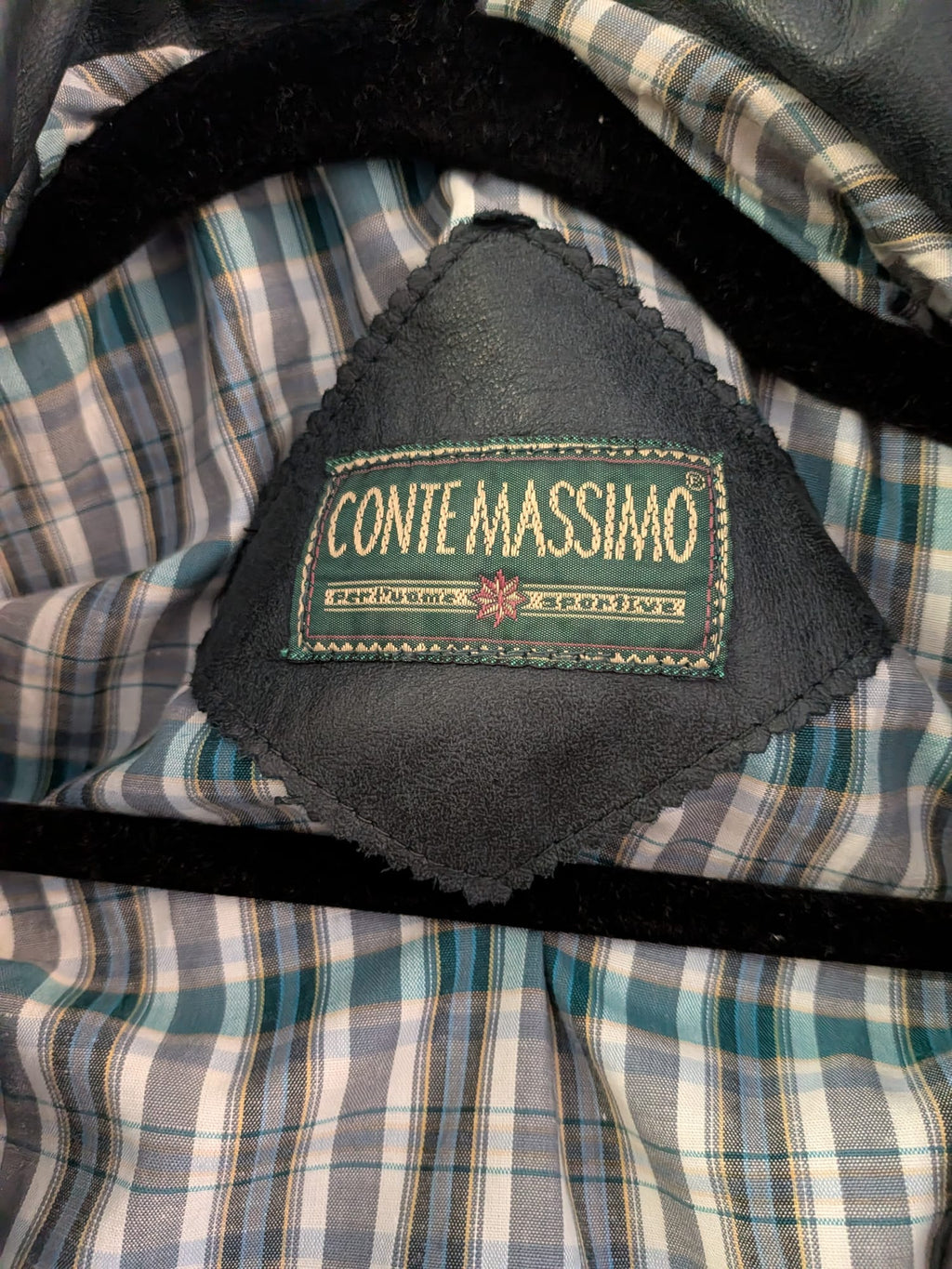 Echtleder Bomberjacke – Conte Massimo – Gr. 50 – Dunkelgrün/Schwarz – Gut