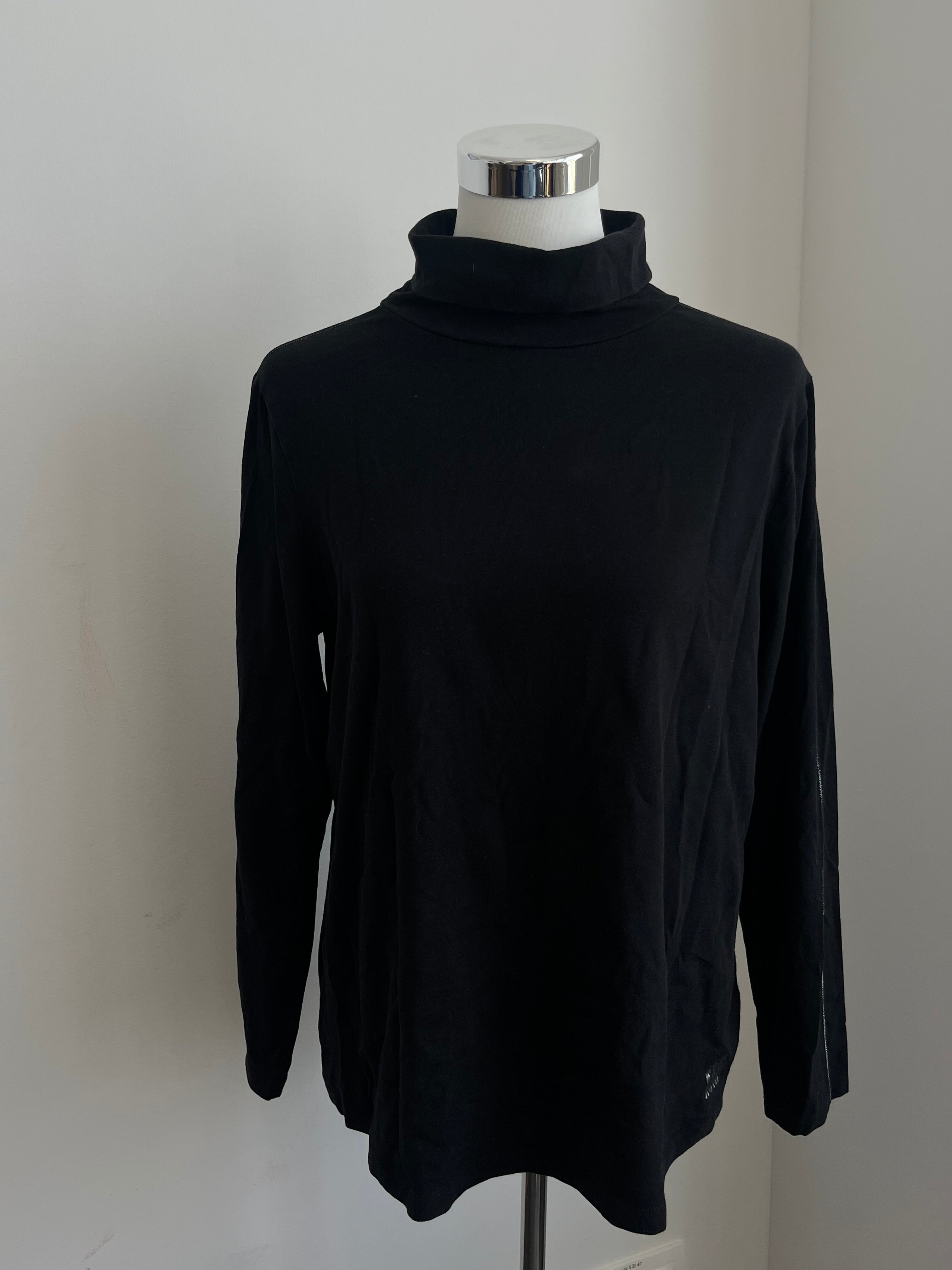 TUZZI Damen Rollkragen Langarmshirt Schwarz EU 42 Baumwolle/Modal Guter Zustand