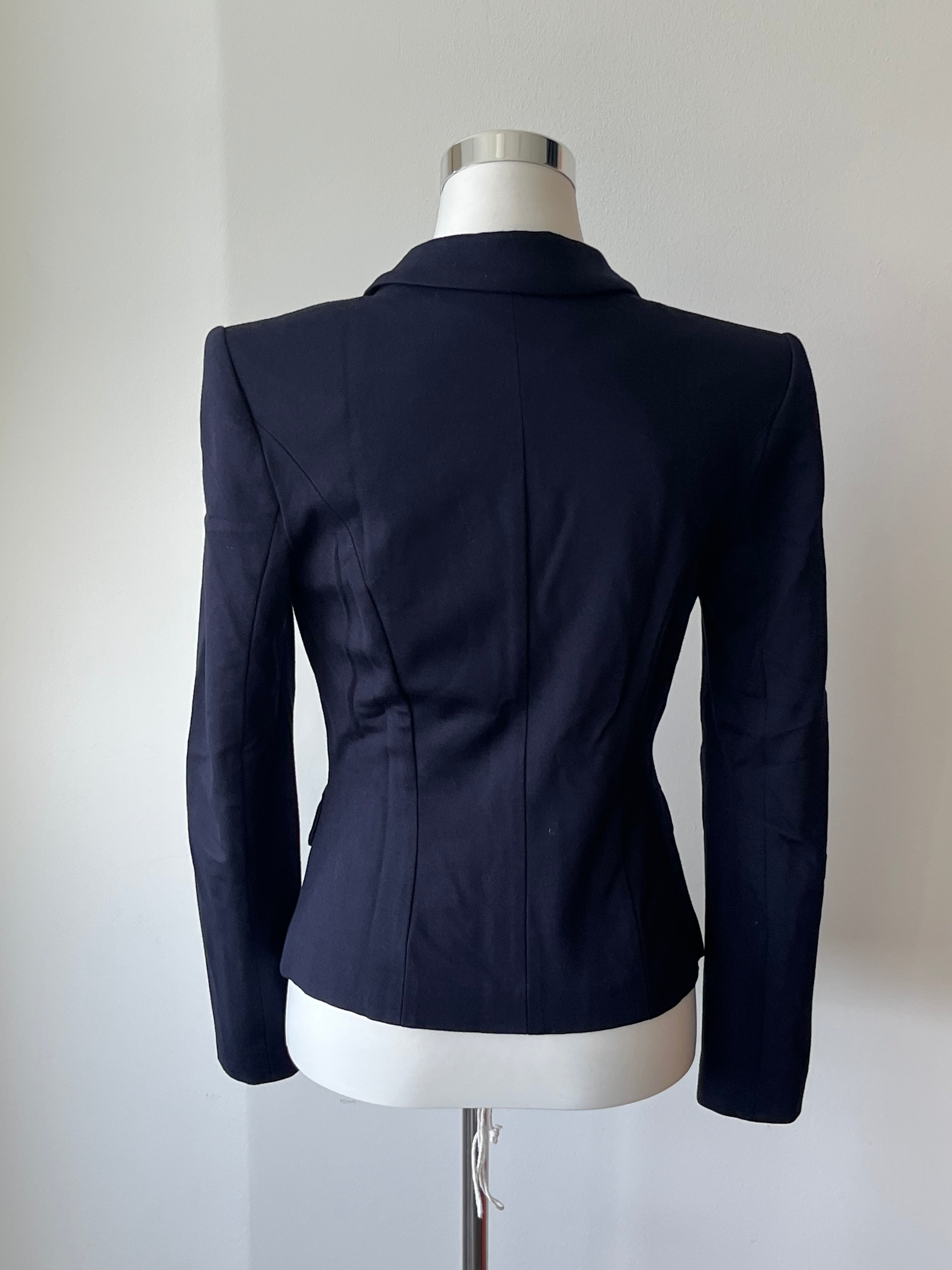 Marc Cain J24 Blazer Navy Blue Cotton Blend N3 Very Good