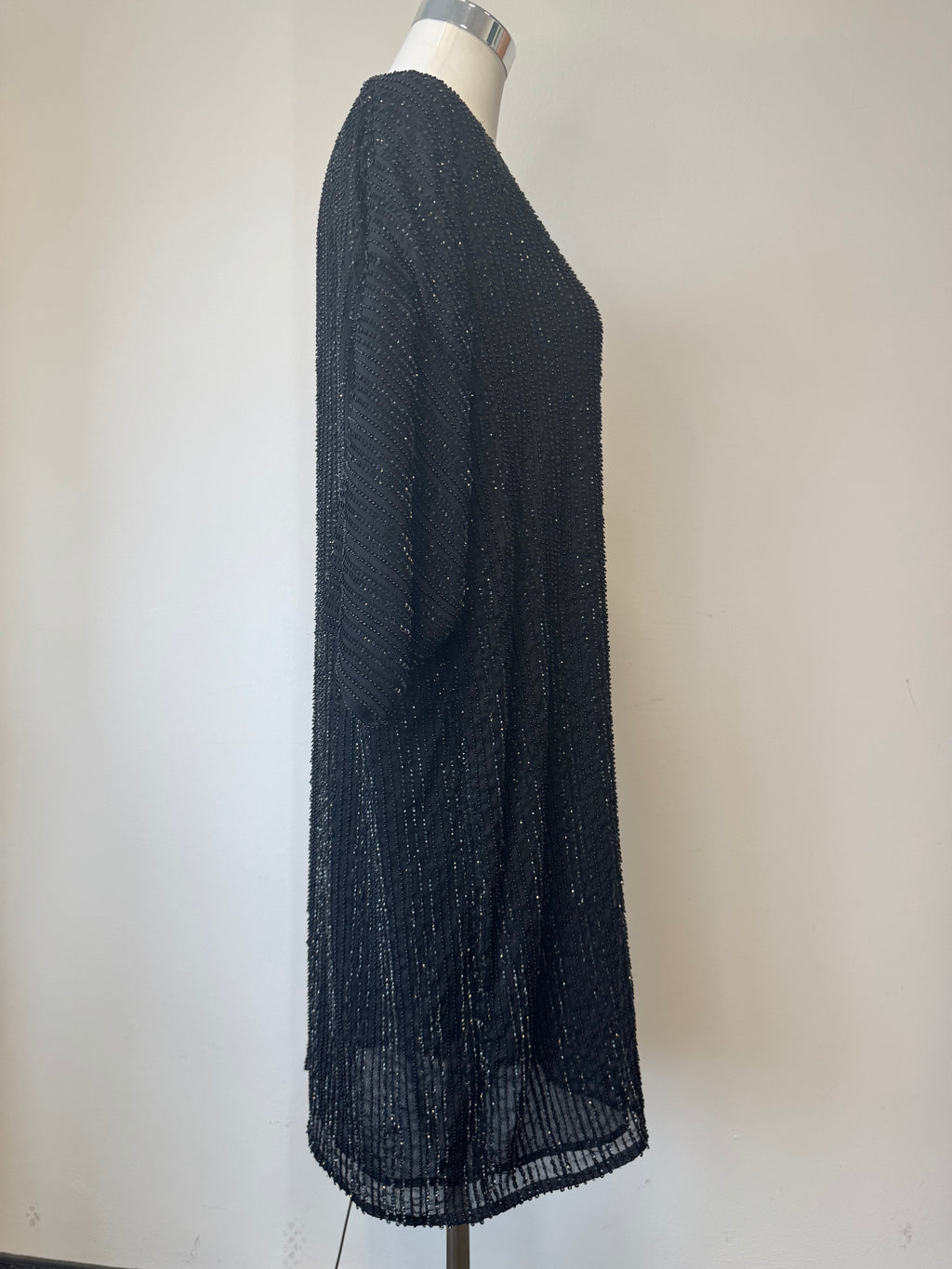 Marc Cain beaded shift dress, EU 44 / UK 16, black, very good condition