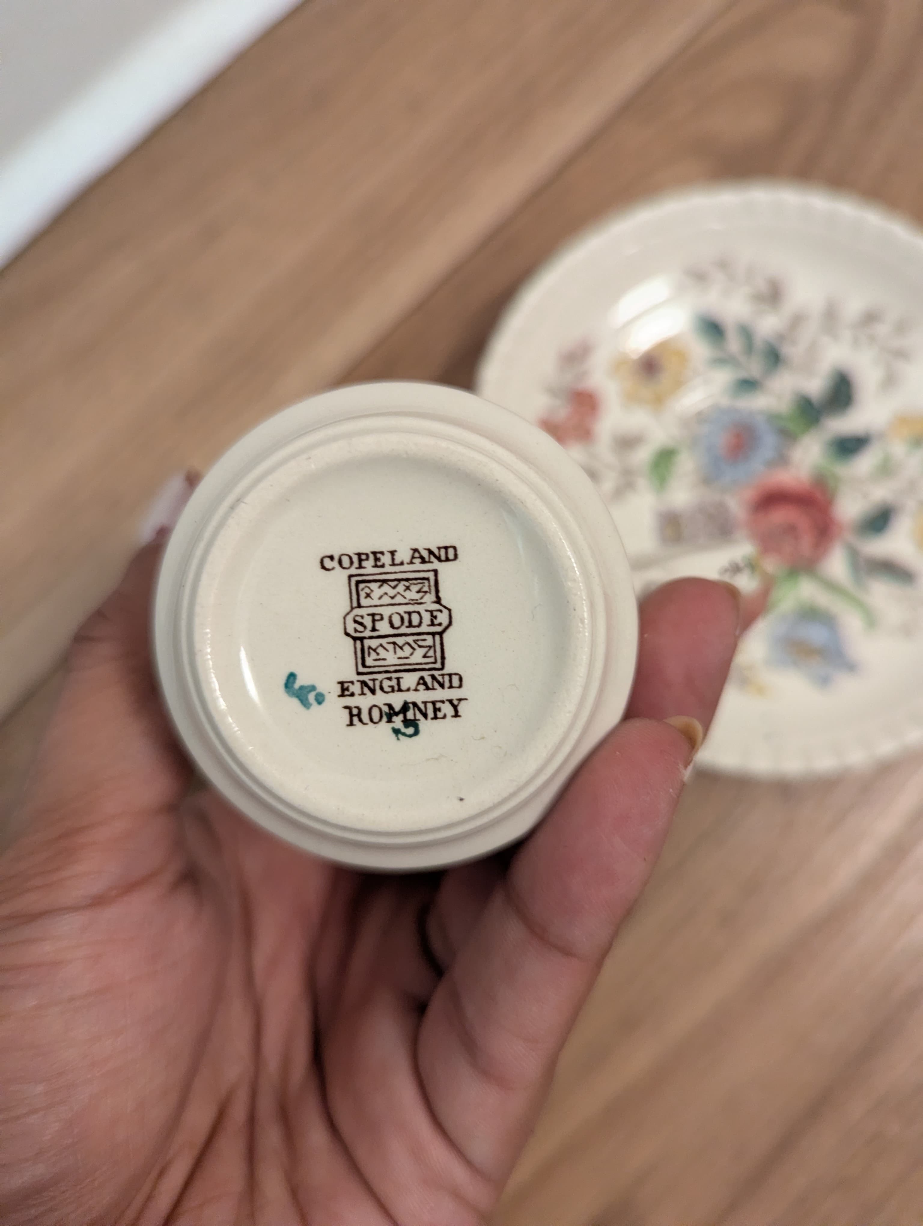 Copeland Spode „Romney“ Mokkatasse & Untertasse | Vintage England | Floral | Gut