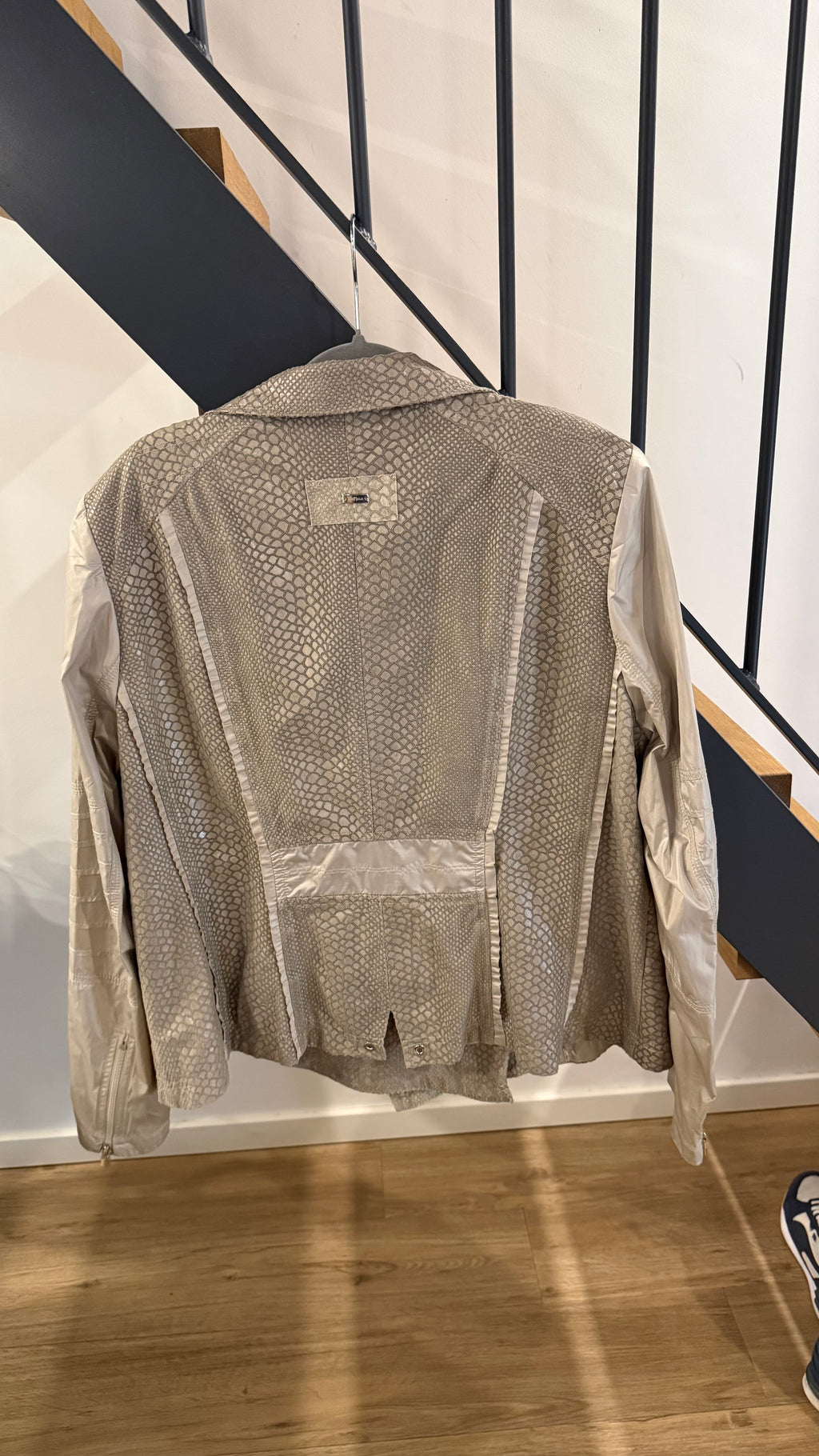 Airfield Snake-Embossed Faux-Leather Biker Jacket Taupe M-L Very Good