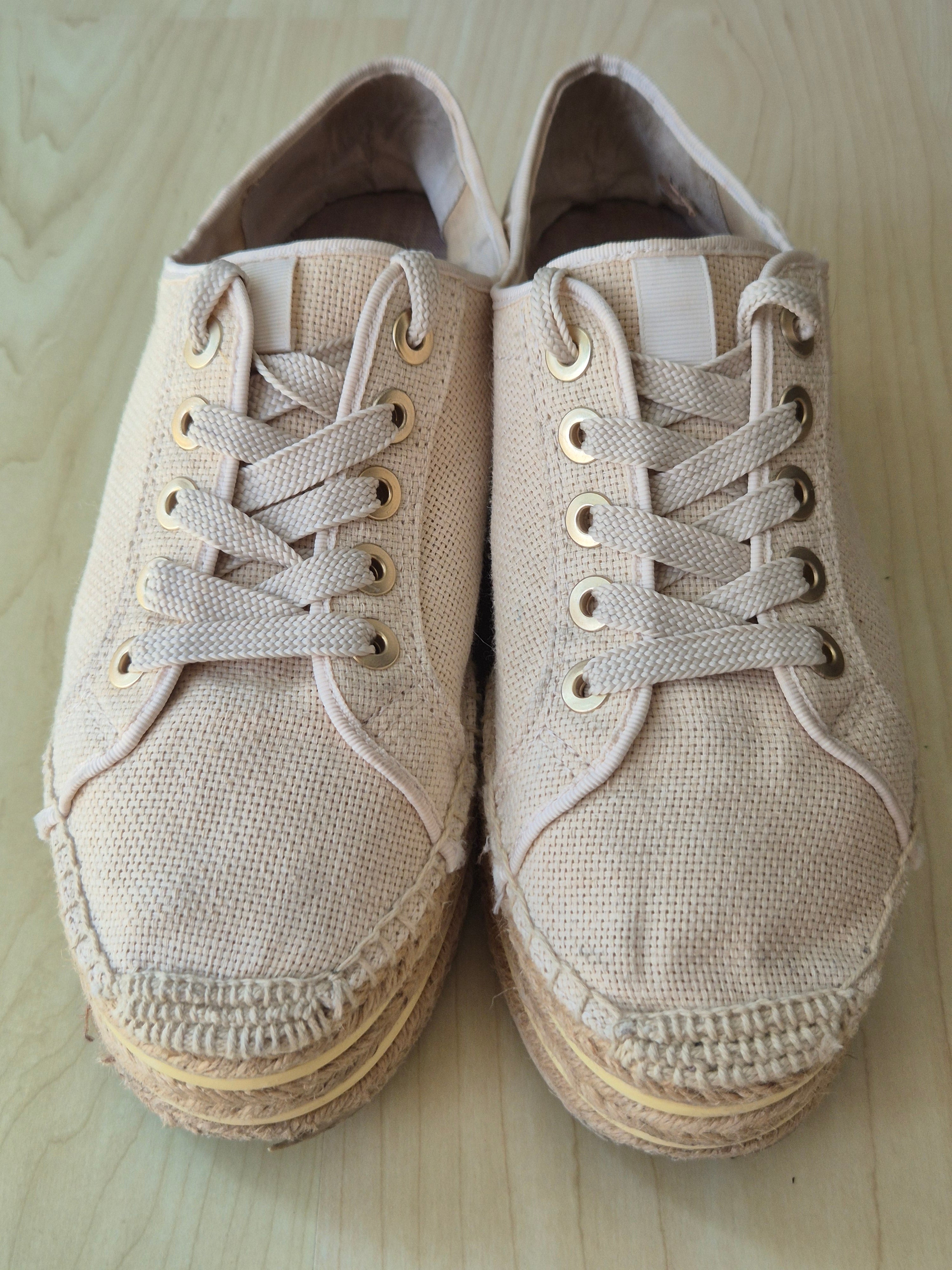 Stradivarius platform espadrille sneakers, EU 40, beige, normal use
