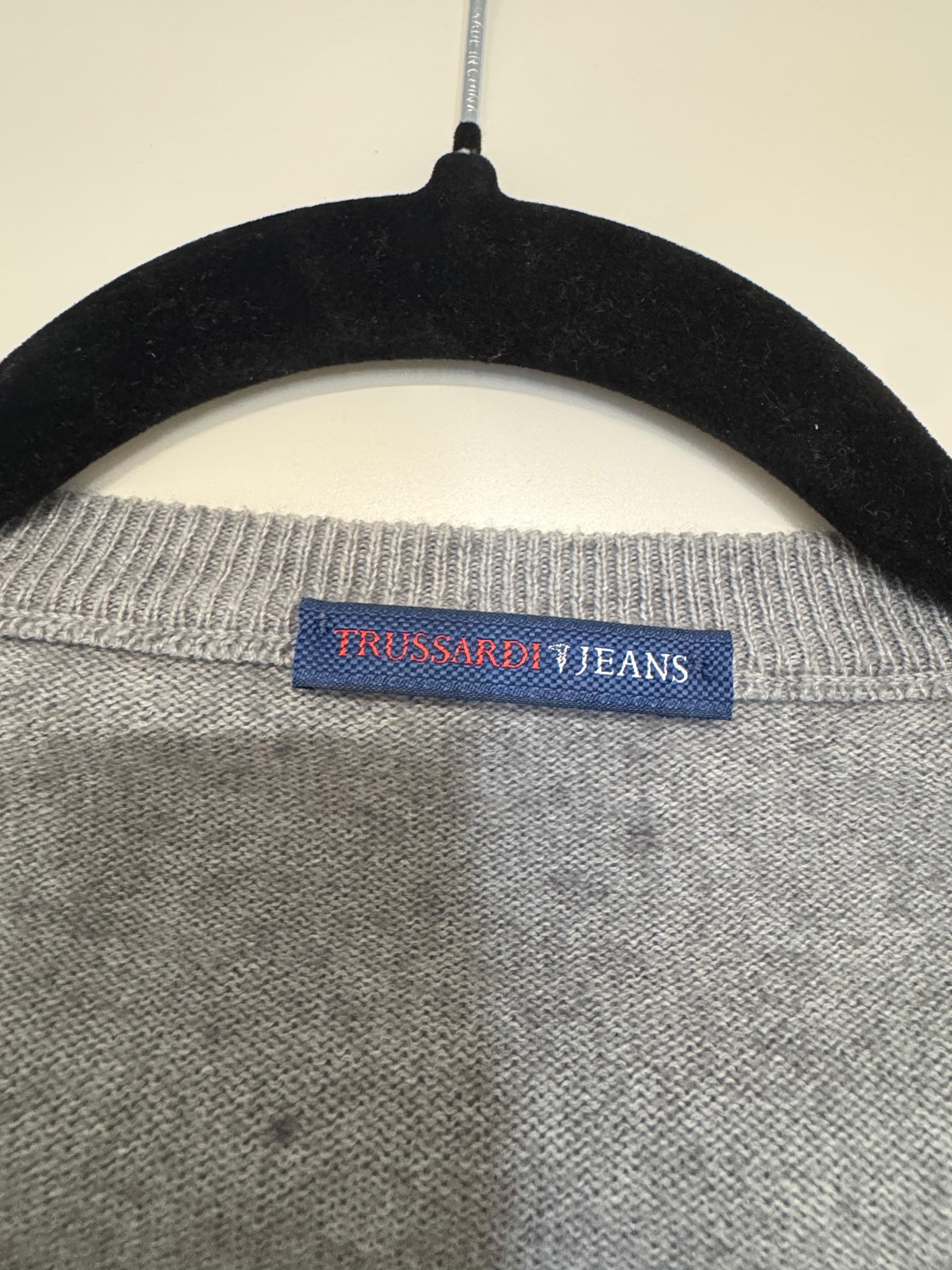 Trussardi Jeans Herren Cardigan Grau Gr. M – Sehr Guter Zustand