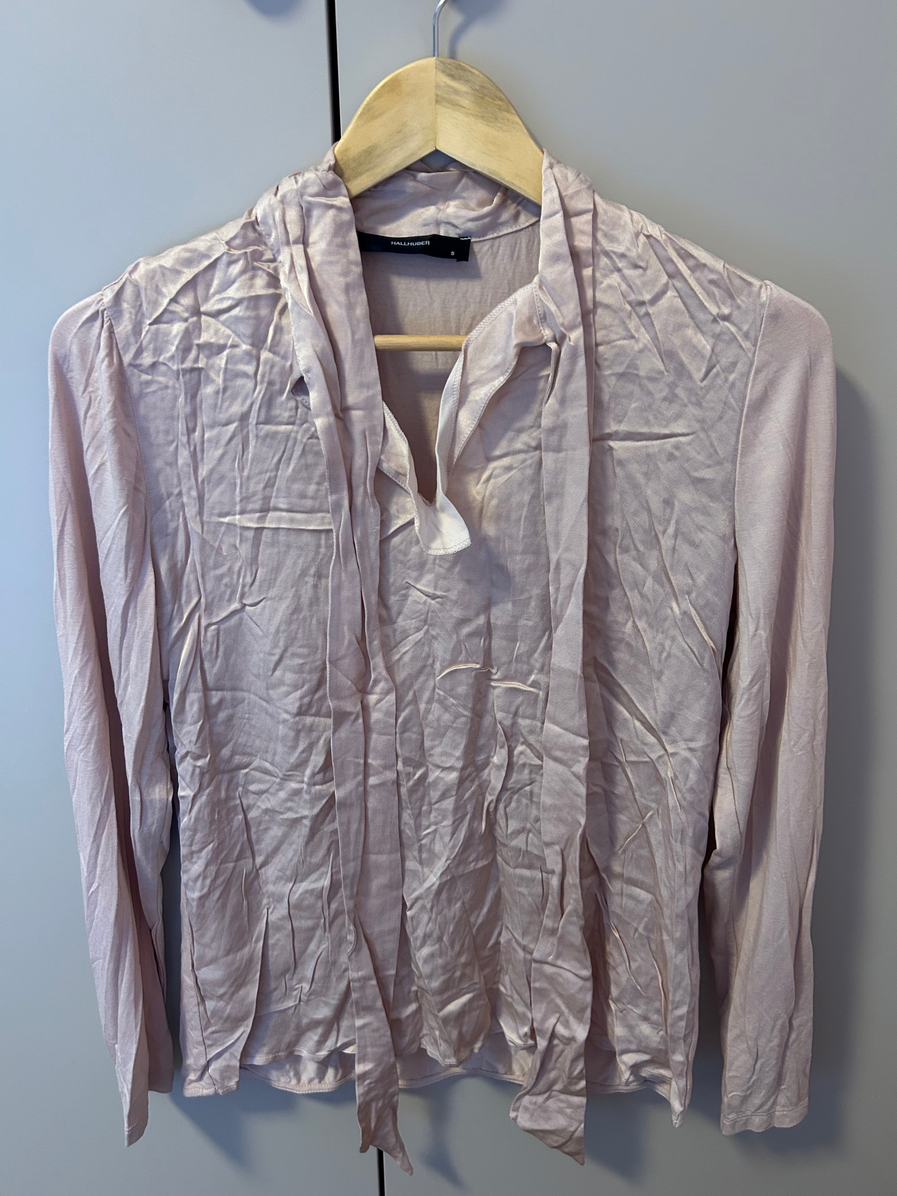 Hallhuber Tie-Neck Blouse S Light Blush | Bow Neck | Very Good