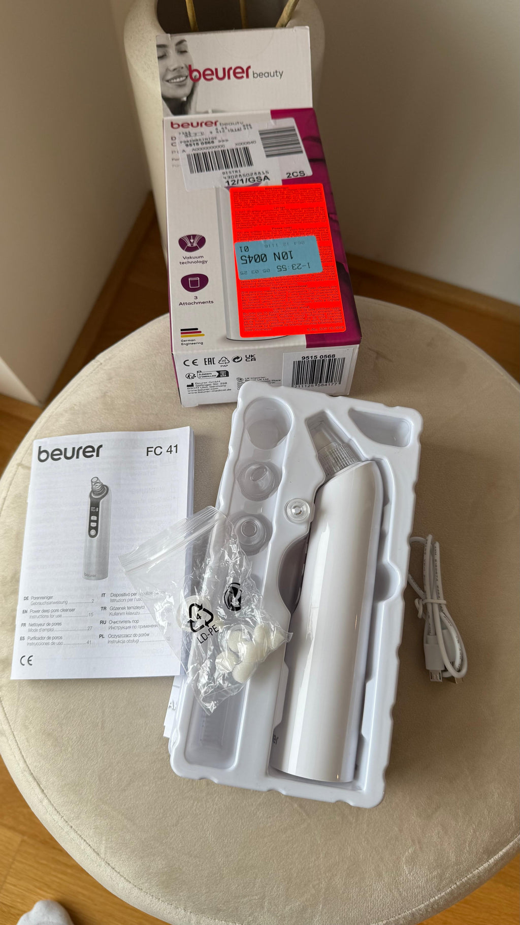Beurer FC41 Porenreiniger – Wie Neu | Komplettset & OVP | Weiß | Handgerät