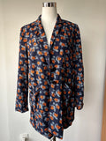 Studio Untold Longline Blazer, Blumen, Navy/Orange/Blau, Gr. 42, Sehr Gut