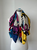 Patricia Field NYC Pop Art Seidenschal ca. 90x90cm Multicolor Sehr Gut