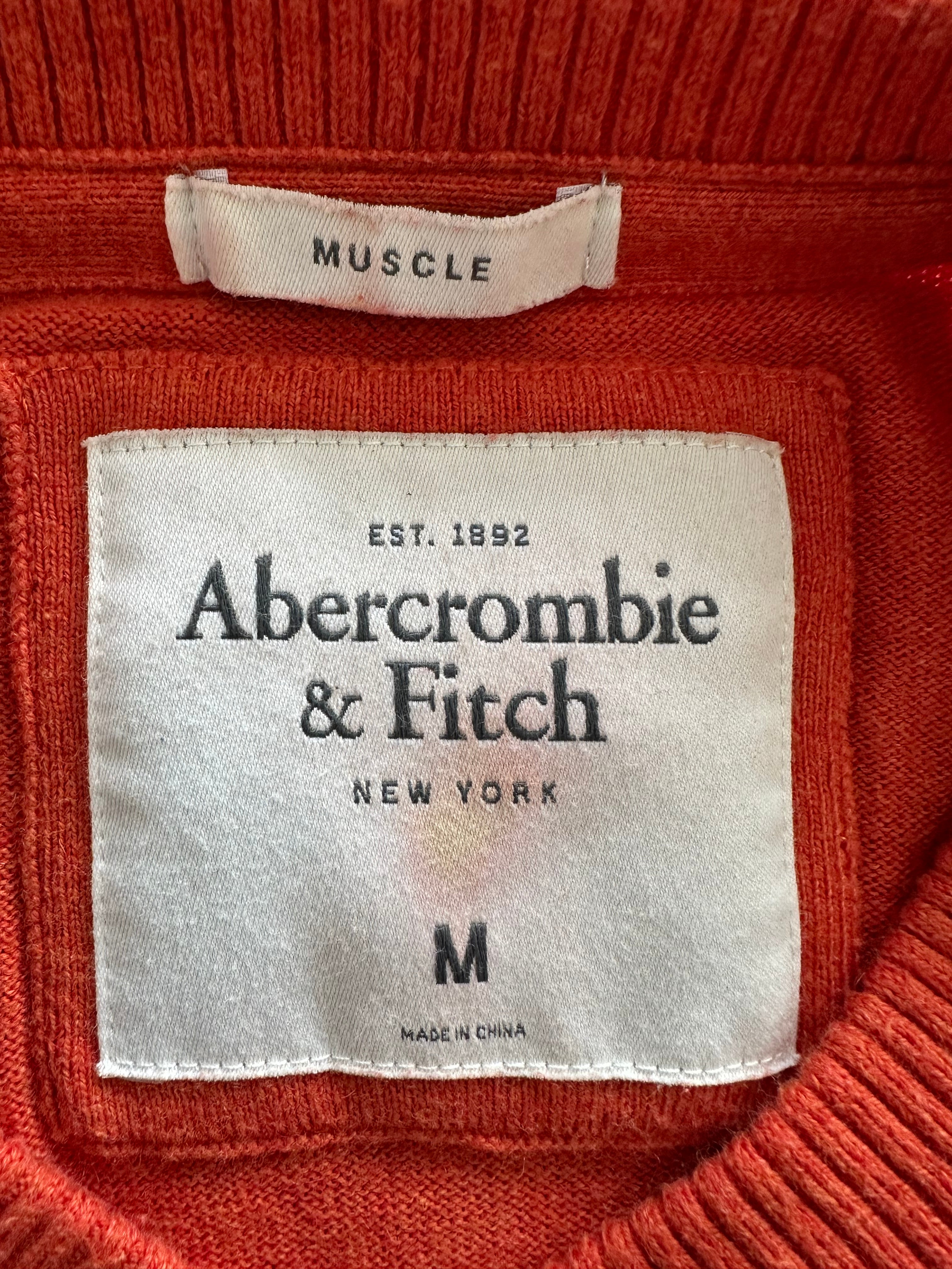 Abercrombie & Fitch V-Neck Muscle Fit Pullover M Orange Sehr Gut