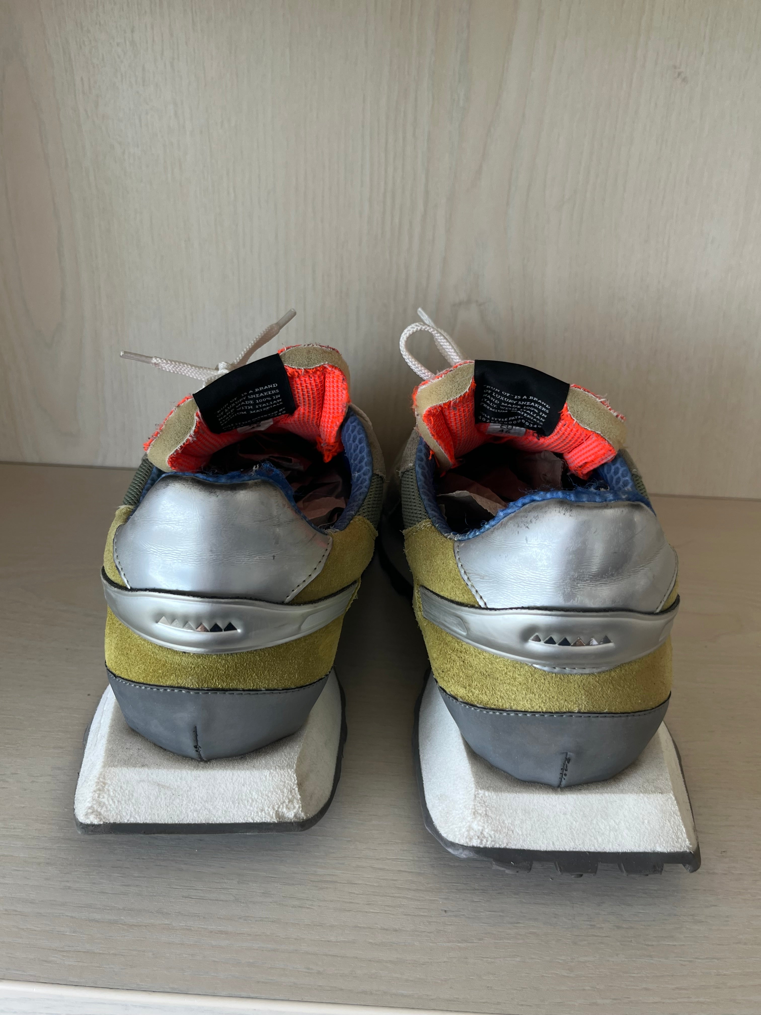 RUN OF Model X Sneakers – Grün/Orange, EU 46, Guter Zustand