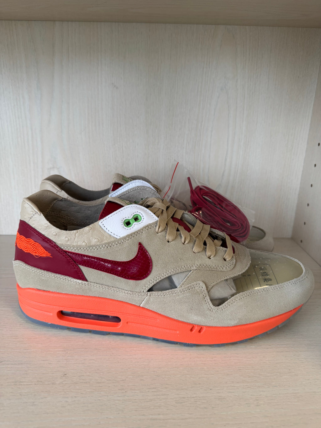 Nike Air Max 1 x CLOT Kiss of Death EU 48.5 Beige/Rot Wie Neu m. OVP