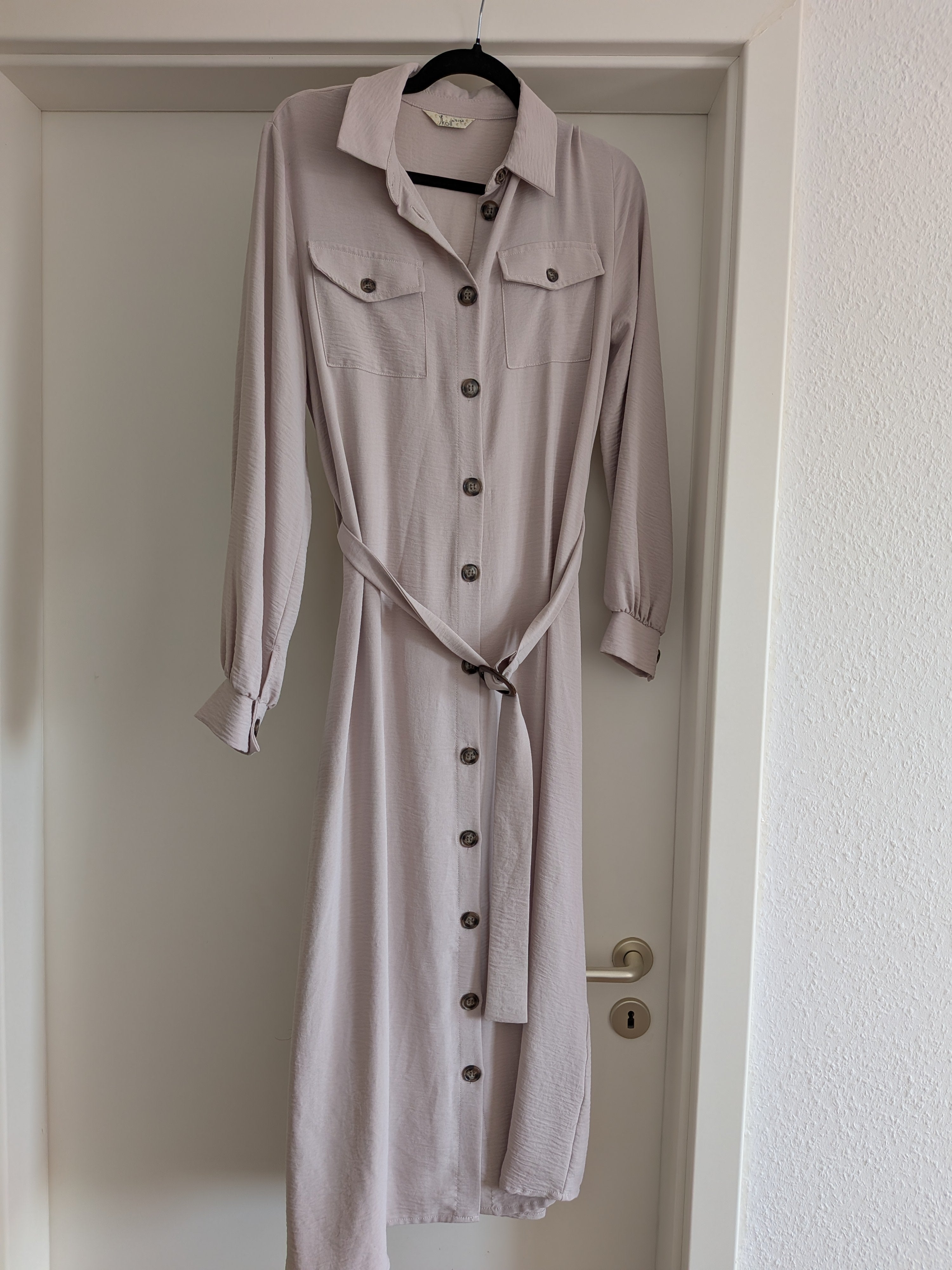 Koil Maxi Shirt Dress, Light Taupe, 38 FR, Linen Blend, Like New