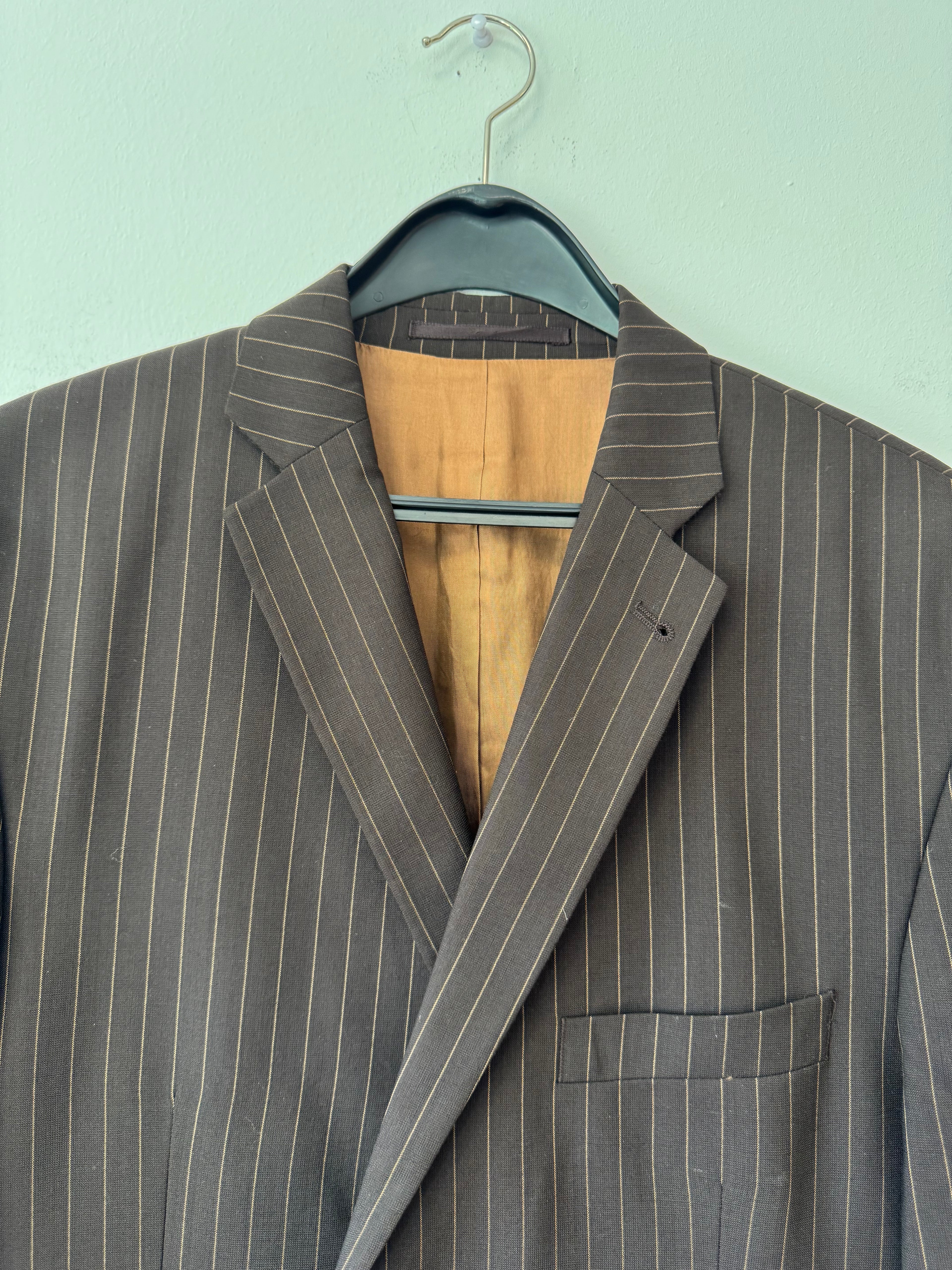 Brown Pinstripe Angelo Litrico Blazer, XL, Good Condition