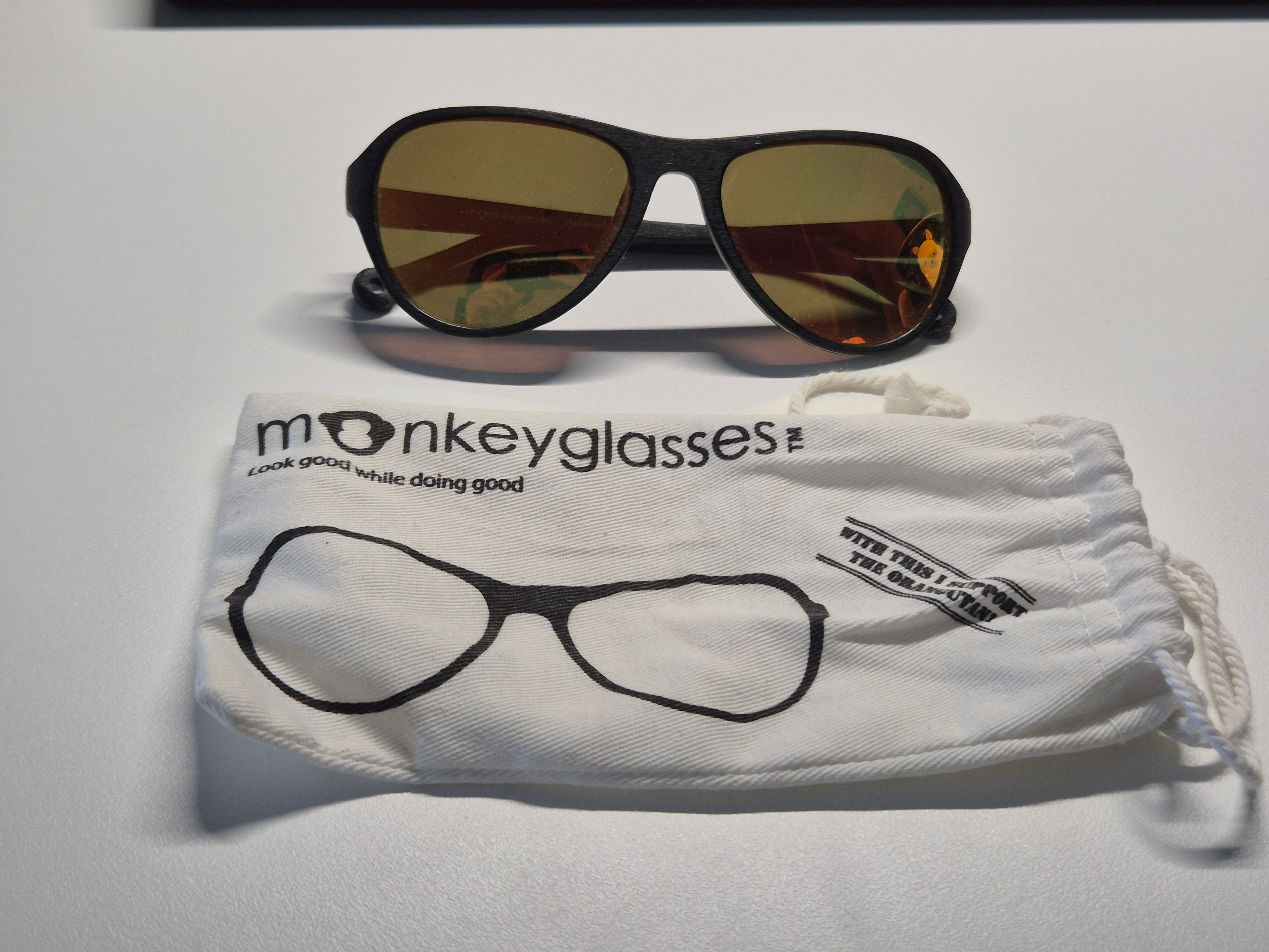 Monkeyglasses Camel 45-3 Sonnenbrille, Holzoptik, Amber Mirror, Gr. 54-18, Gut