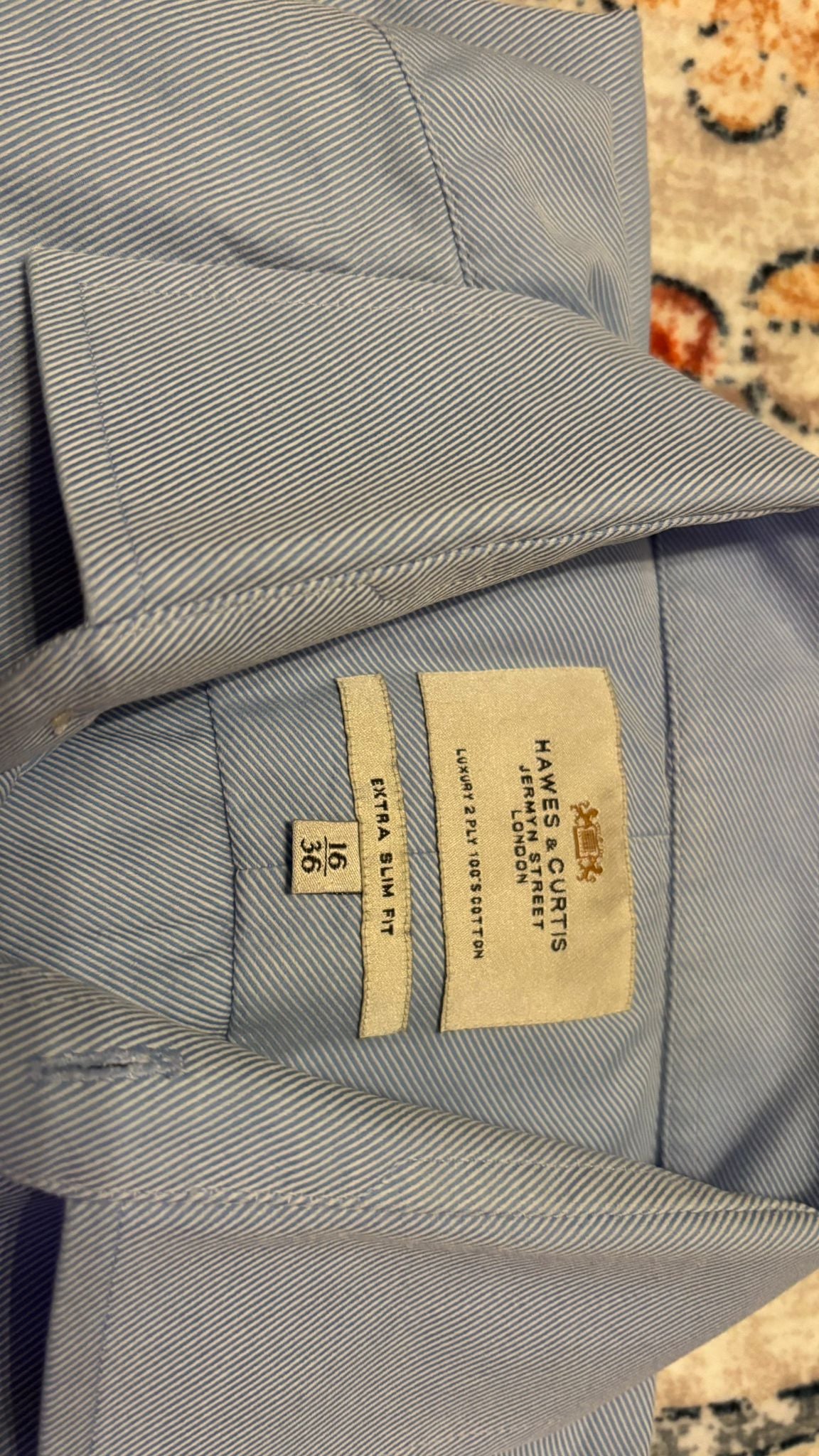 Hawes & Curtis Extra Slim Fit Shirt, 16/41, Light Blue, 100% Cotton, Very Good