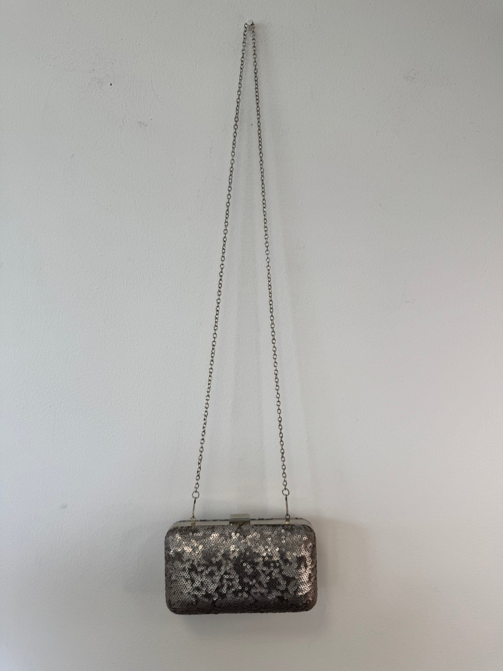 Hallhuber Sequin Box Clutch – Silver, Small, Very Good Condition