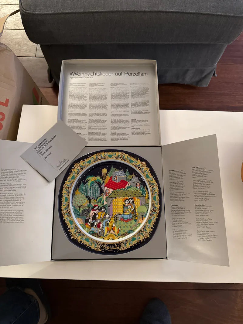 Rosenthal Christmas Song Plate “Silent Night” by Björn Wiinblad w/ Box Mint
