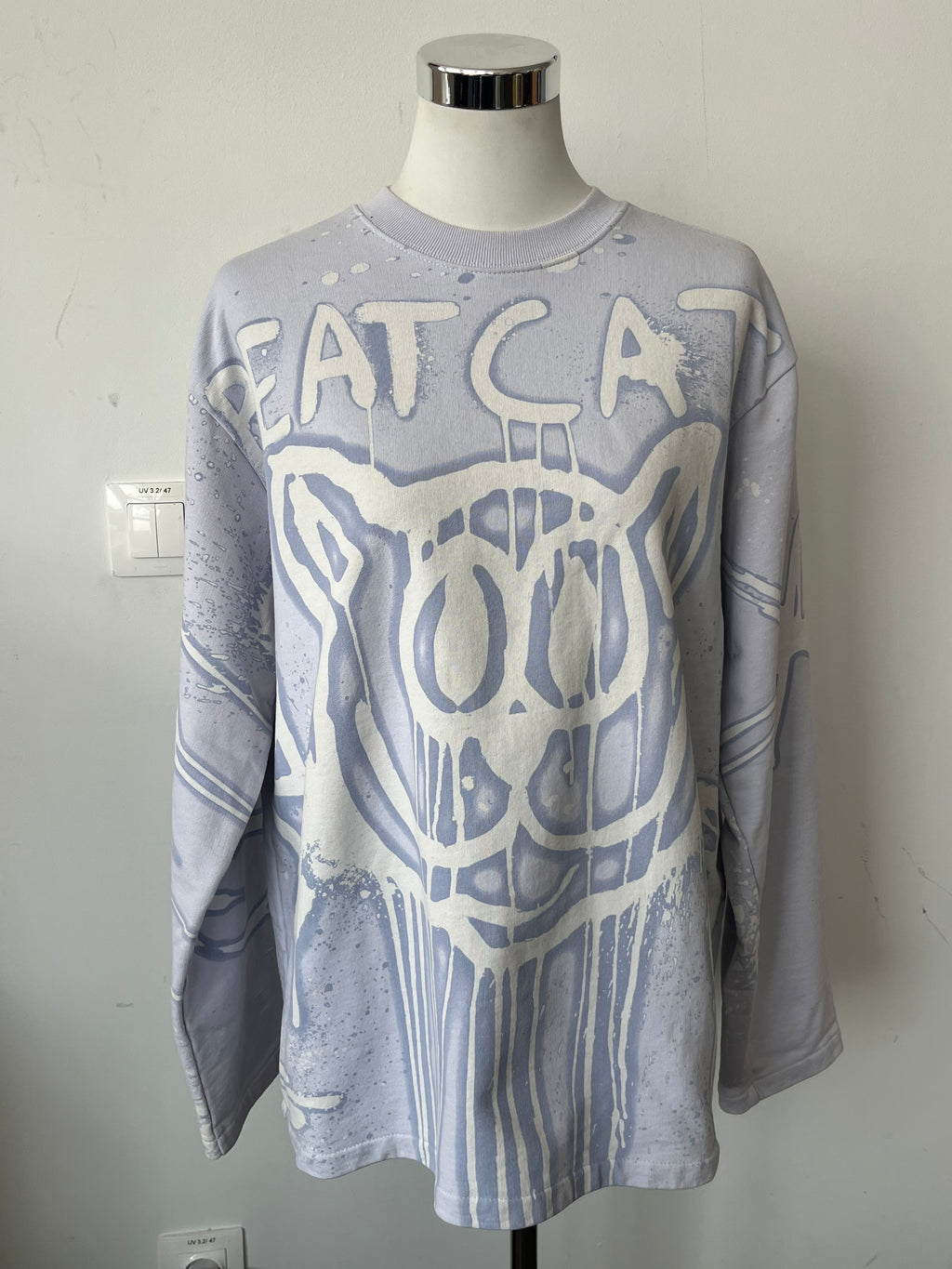 Acne Studios Beat Cat Sweatshirt XS Hellgrau Sehr Gut Oversize