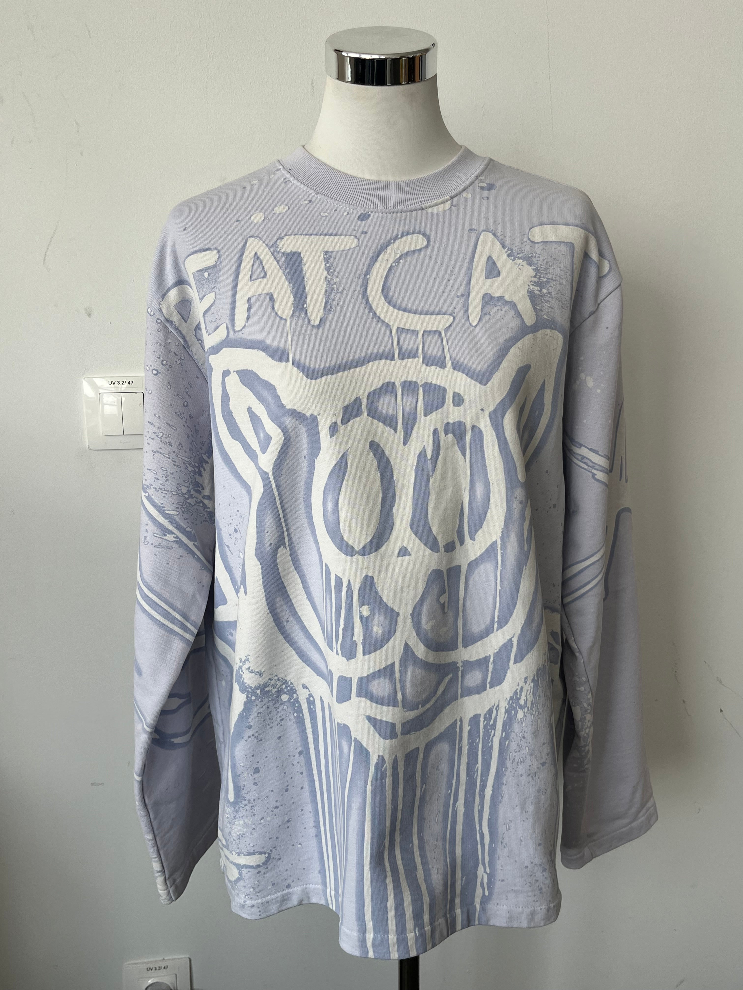 Acne Studios Beat Cat Sweatshirt XS Hellgrau Sehr Gut Oversize