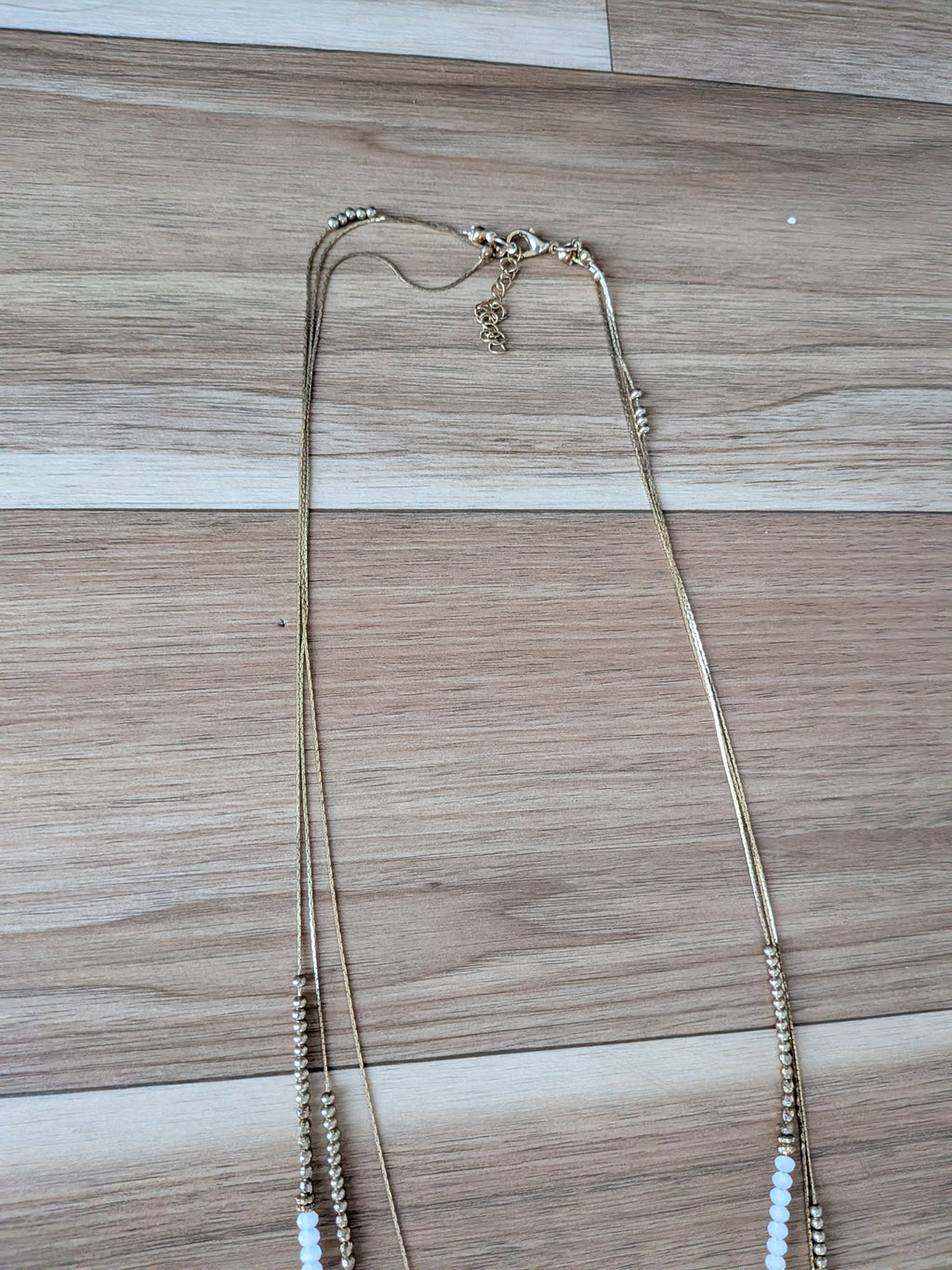 LOFT Layered Gold & White Beaded Necklace, 32, Very Good Condition