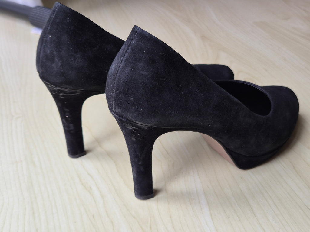 Paul Green Block Heel Pumps, Suede, Black, EU 39, Good Condition