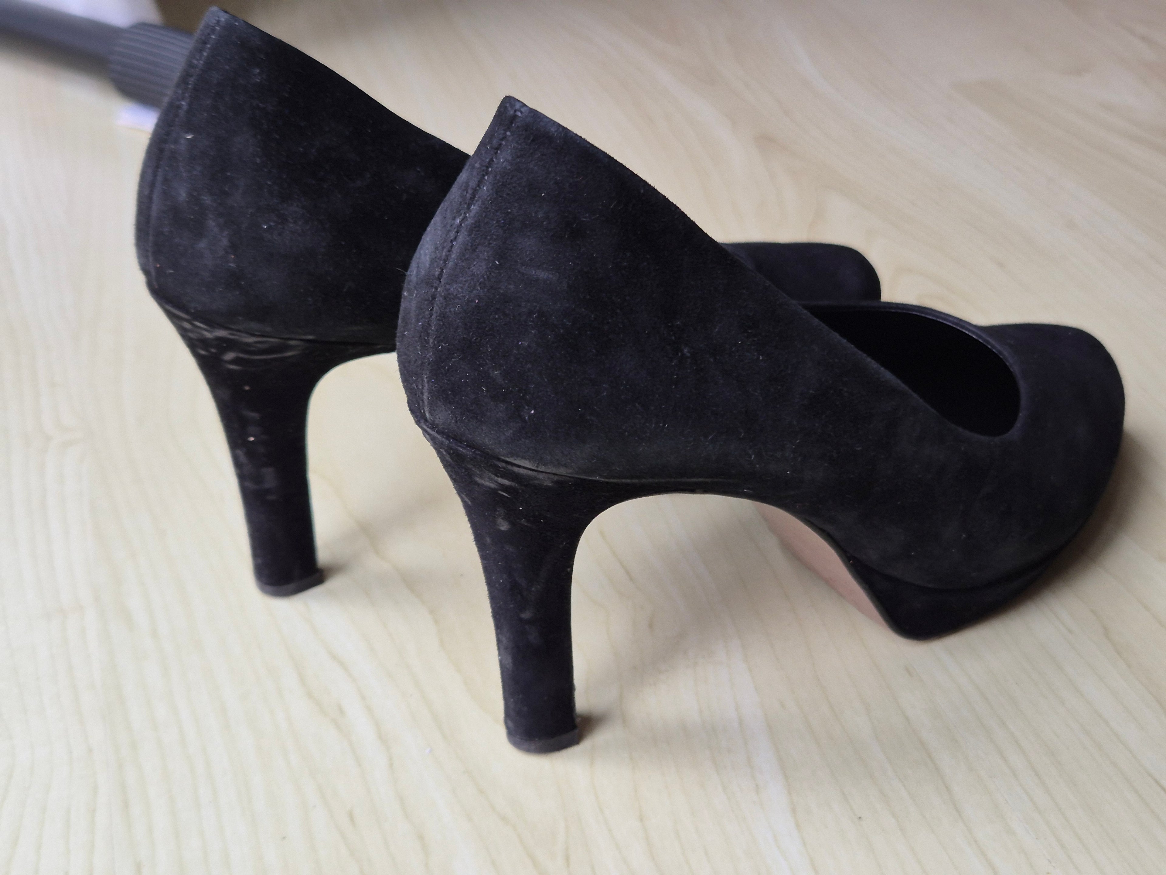 Paul Green Block Heel Pumps, Suede, Black, EU 39, Good Condition