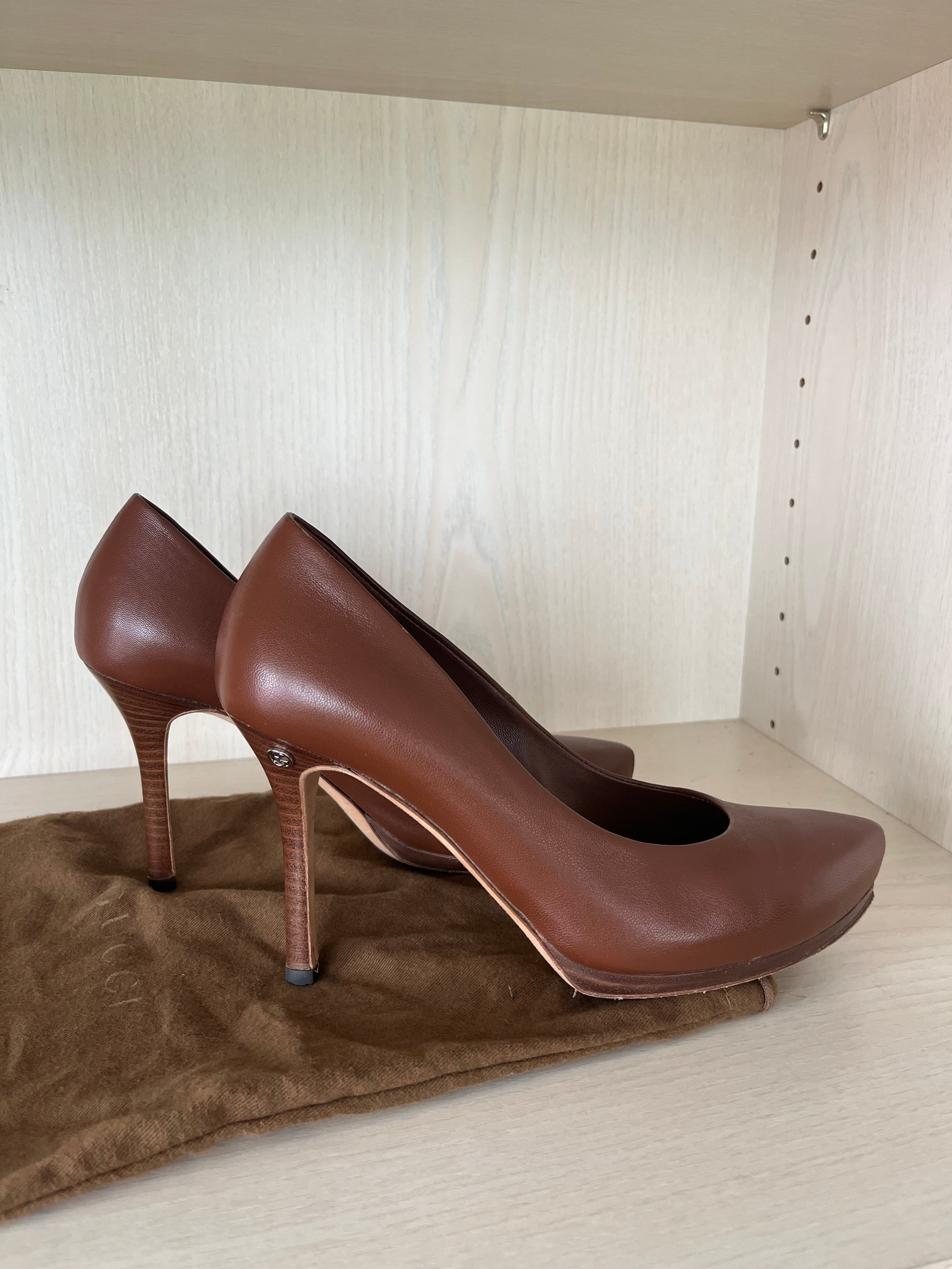 Gucci Leder Pumps Braun | EU 37.5 | 10cm Absatz | mit Dust Bag | Guter Zustand