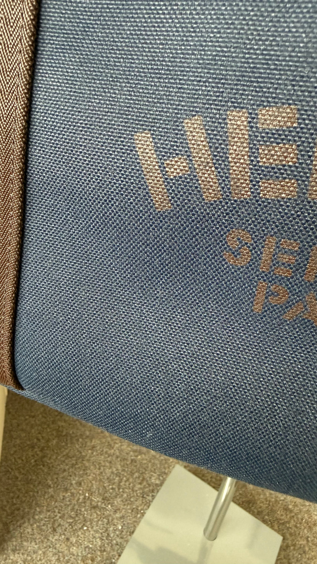 Hermès Sac de Pansage Groom Medium Canvas Navy/Braun mit Riemen, sehr gut