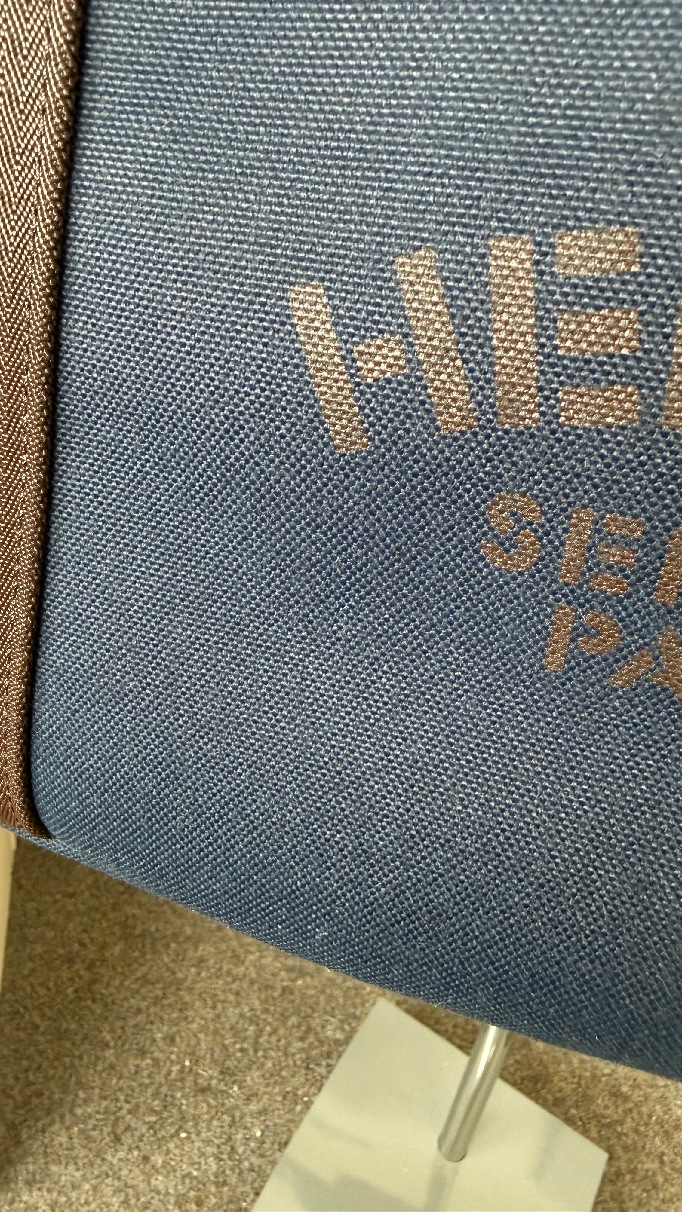 Hermès Sac de Pansage Groom Medium Canvas Navy/Braun mit Riemen, sehr gut