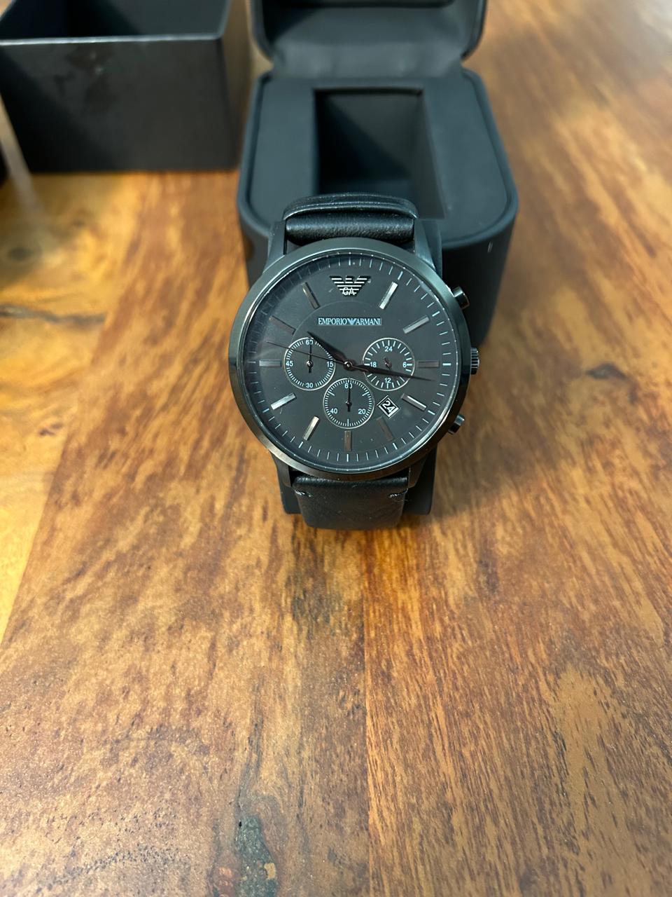 Emporio Armani Chronograph AR2461 – Schwarz | Lederarmband | Guter Zustand