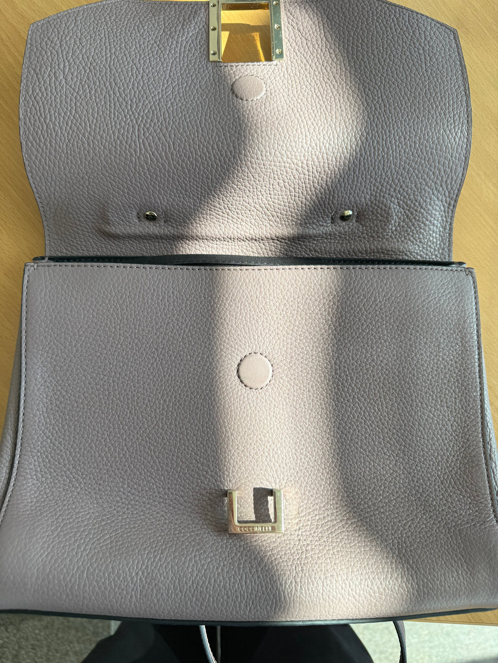 Coccinelle Arlettis Medium Grain-Leather Bag Taupe/Mauve – Very Good