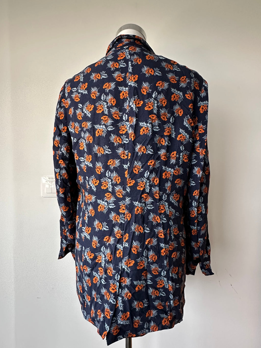 Studio Untold Longline Blazer, Blumen, Navy/Orange/Blau, Gr. 42, Sehr Gut