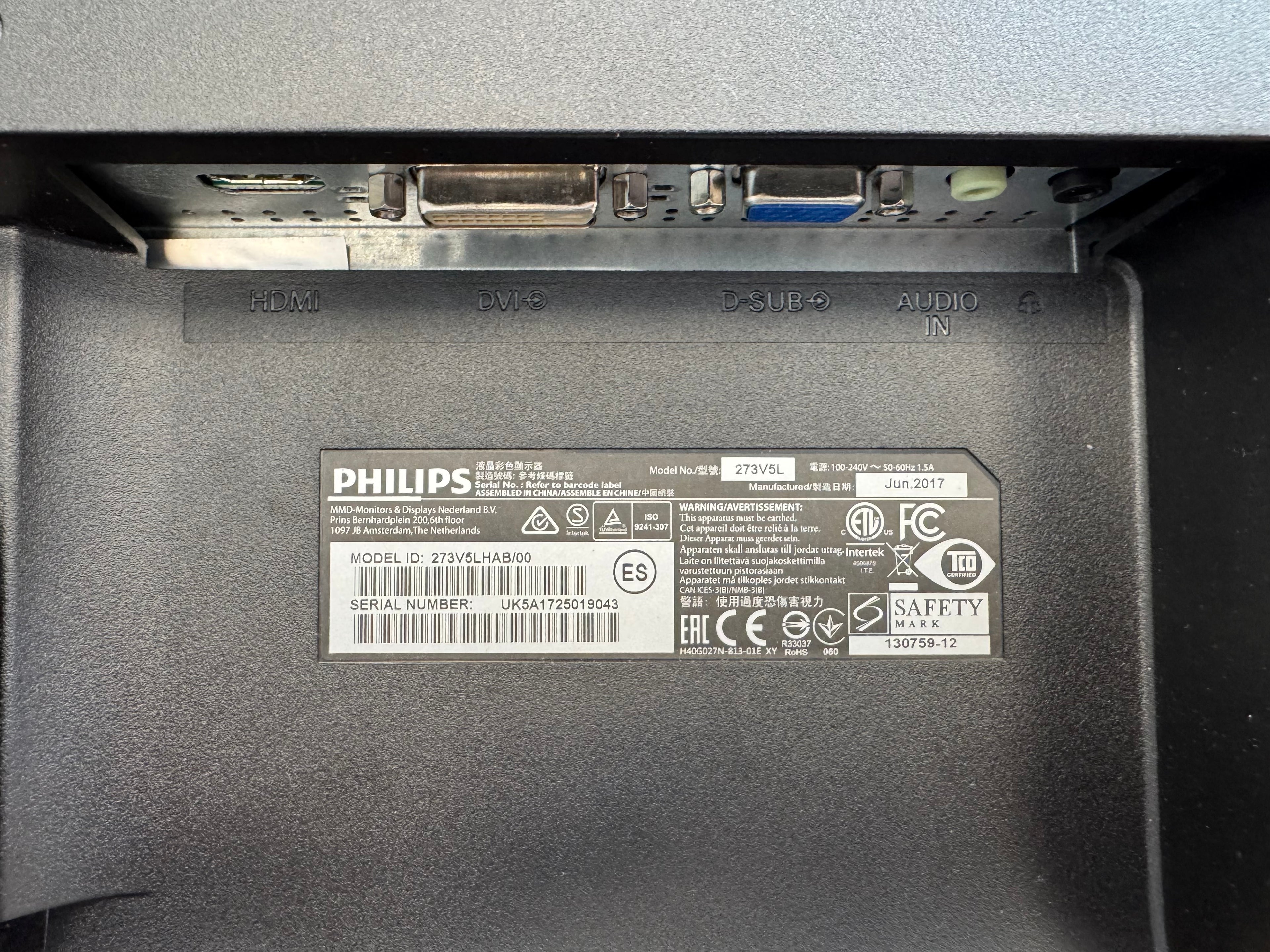 Philips 22 Full HD Monitor 223V5LHSB2, HDMI/VGA, Schwarz, Gebrauchsspuren