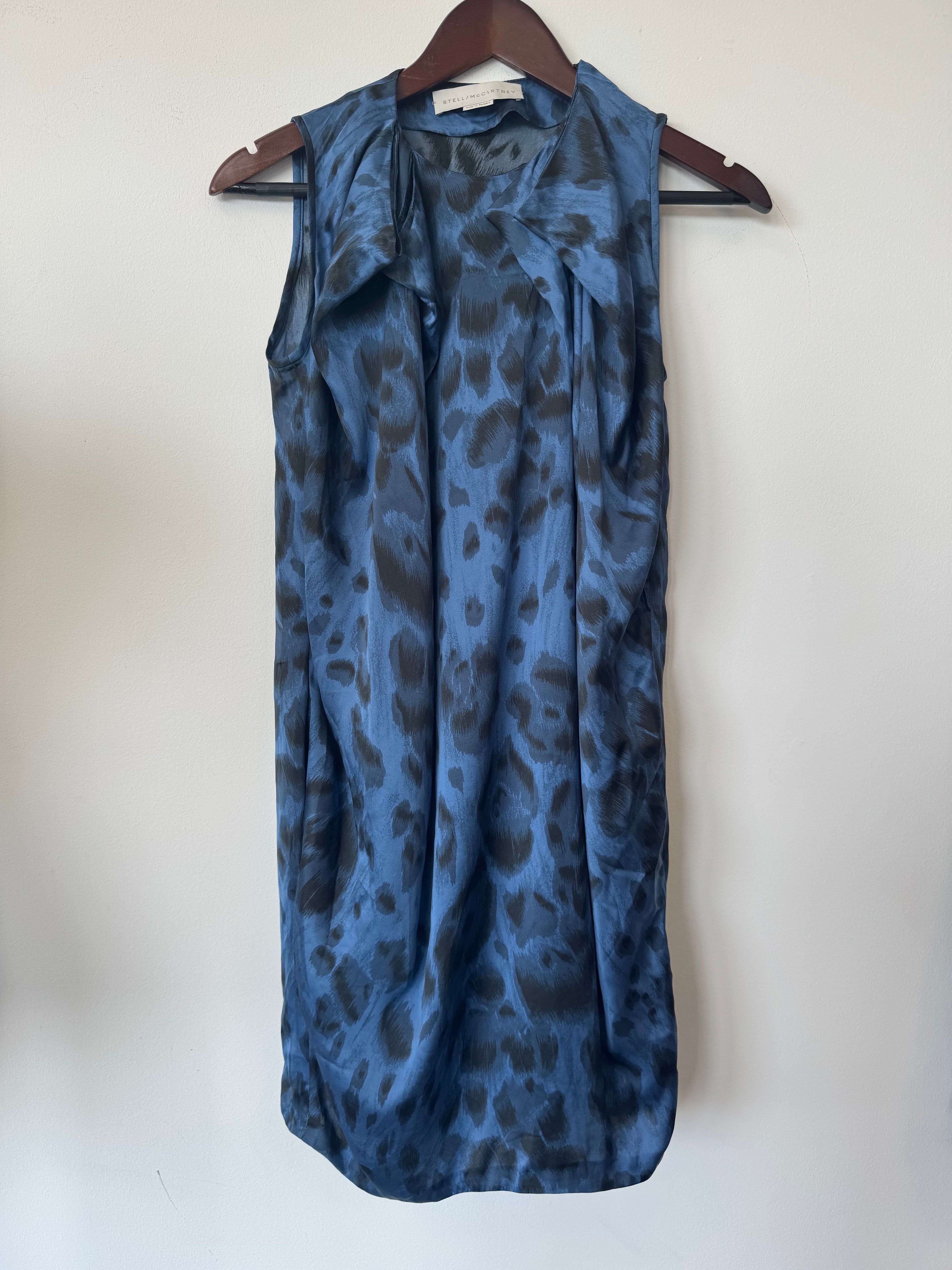 Stella McCartney Kleid 100% Seide, Gr. 36, Blau-Schwarz, Sehr guter Zustand