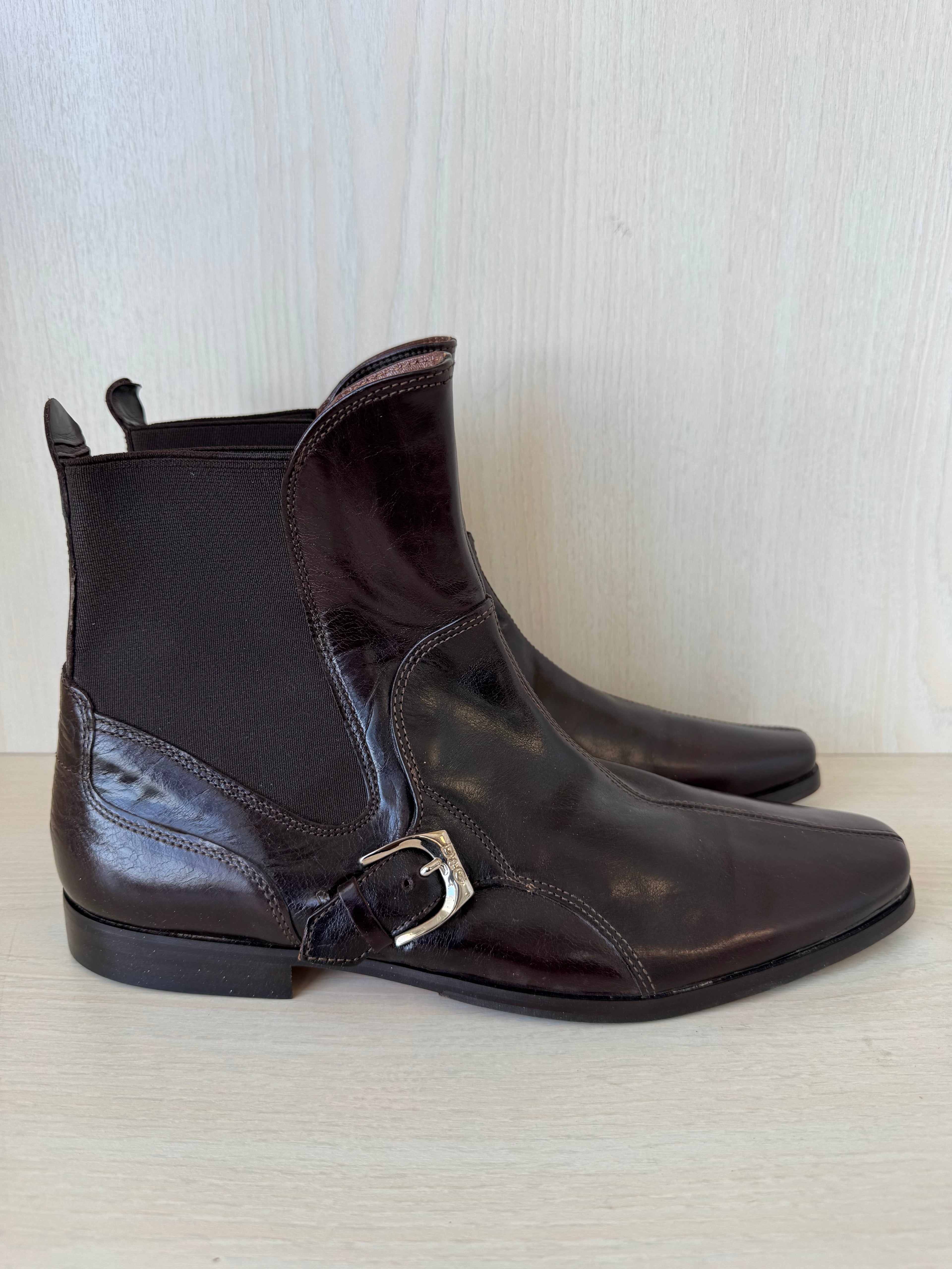 D&G by Dolce & Gabbana Brown Leather Ankle Boots EU 41 Like New